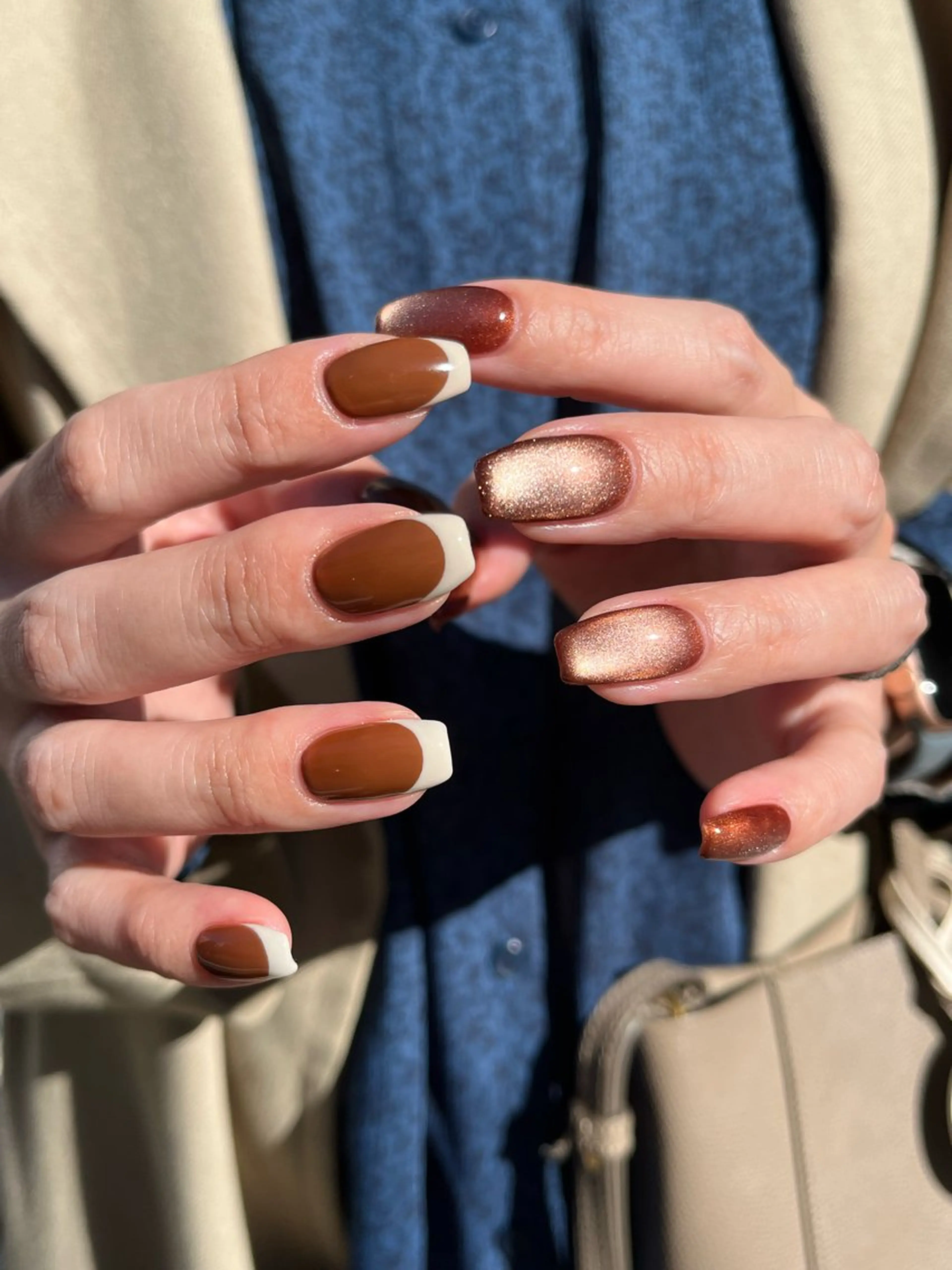 ネイル ブラウン ハンドネイル hiyori🫧 mieuxのネイルデザイン