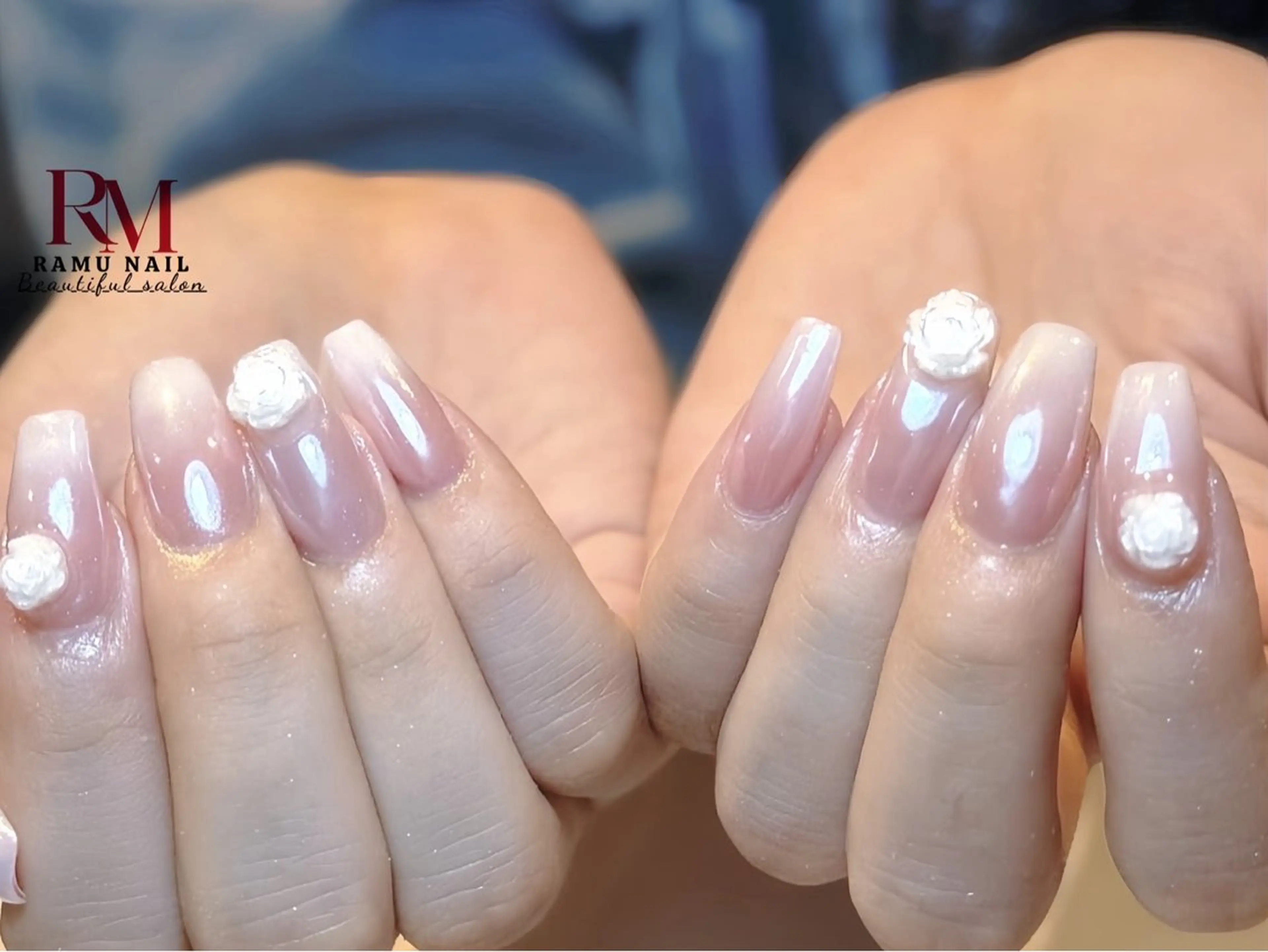ネイル キラキラネイル マグネットネイル ミラーネイル ピンク 夏ネイル ハンドネイル RAMU Nail 恵比寿店のネイルデザイン