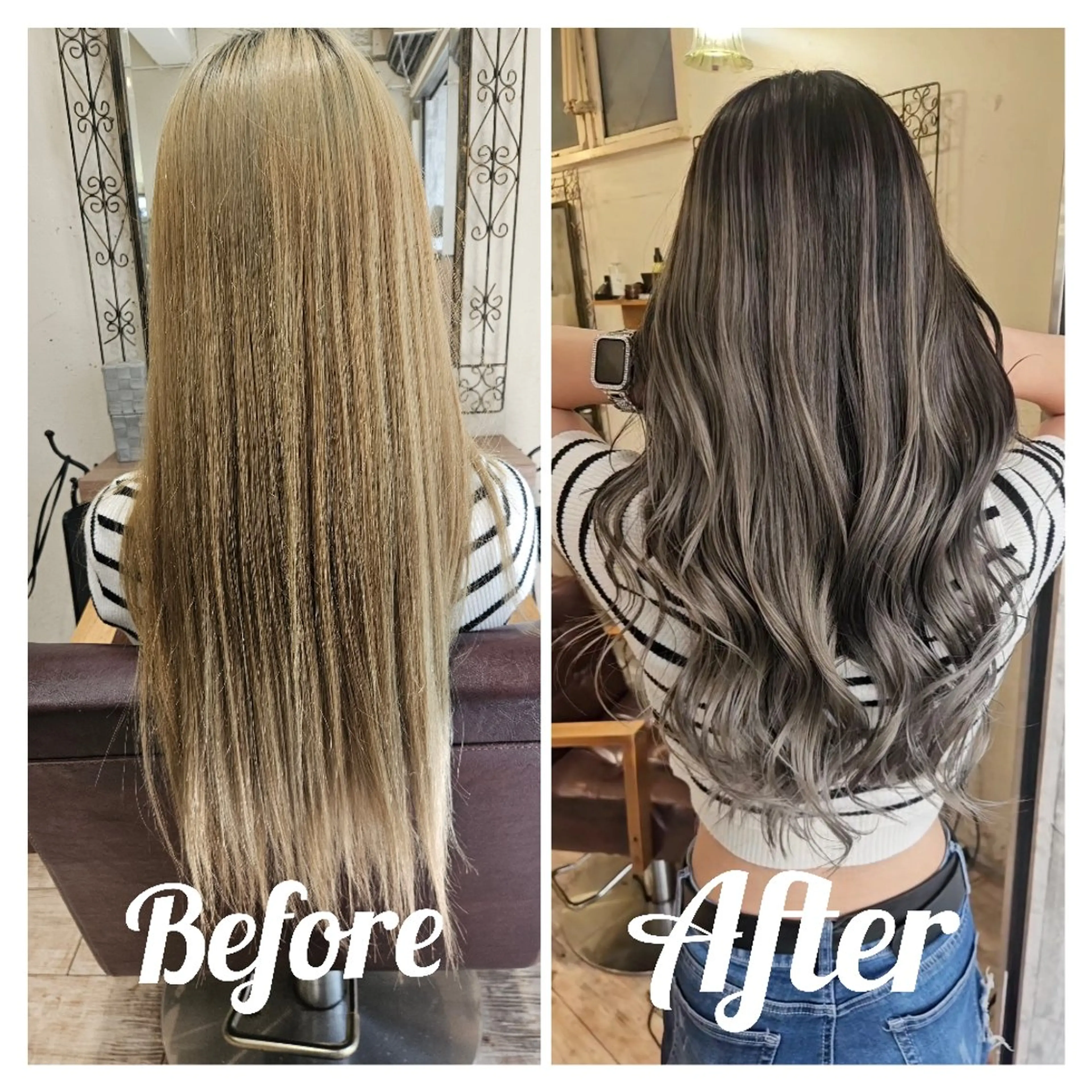 ロング ハイライト 韓国風ヘア レイヤーカット ヘアカラー バレイヤージュ/ ハイライト/大内格のヘアスタイル