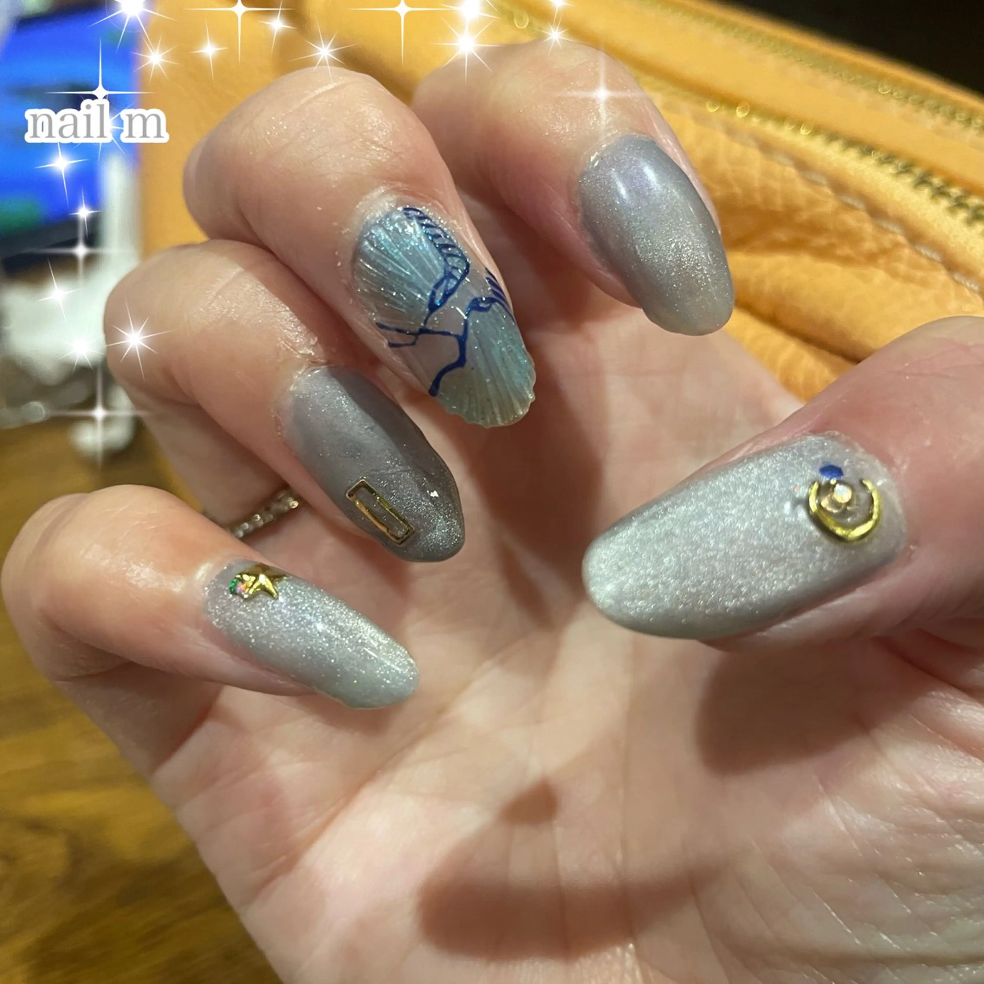 ネイル ブルー マグネットネイル NAIL★M 真紀のネイルデザイン