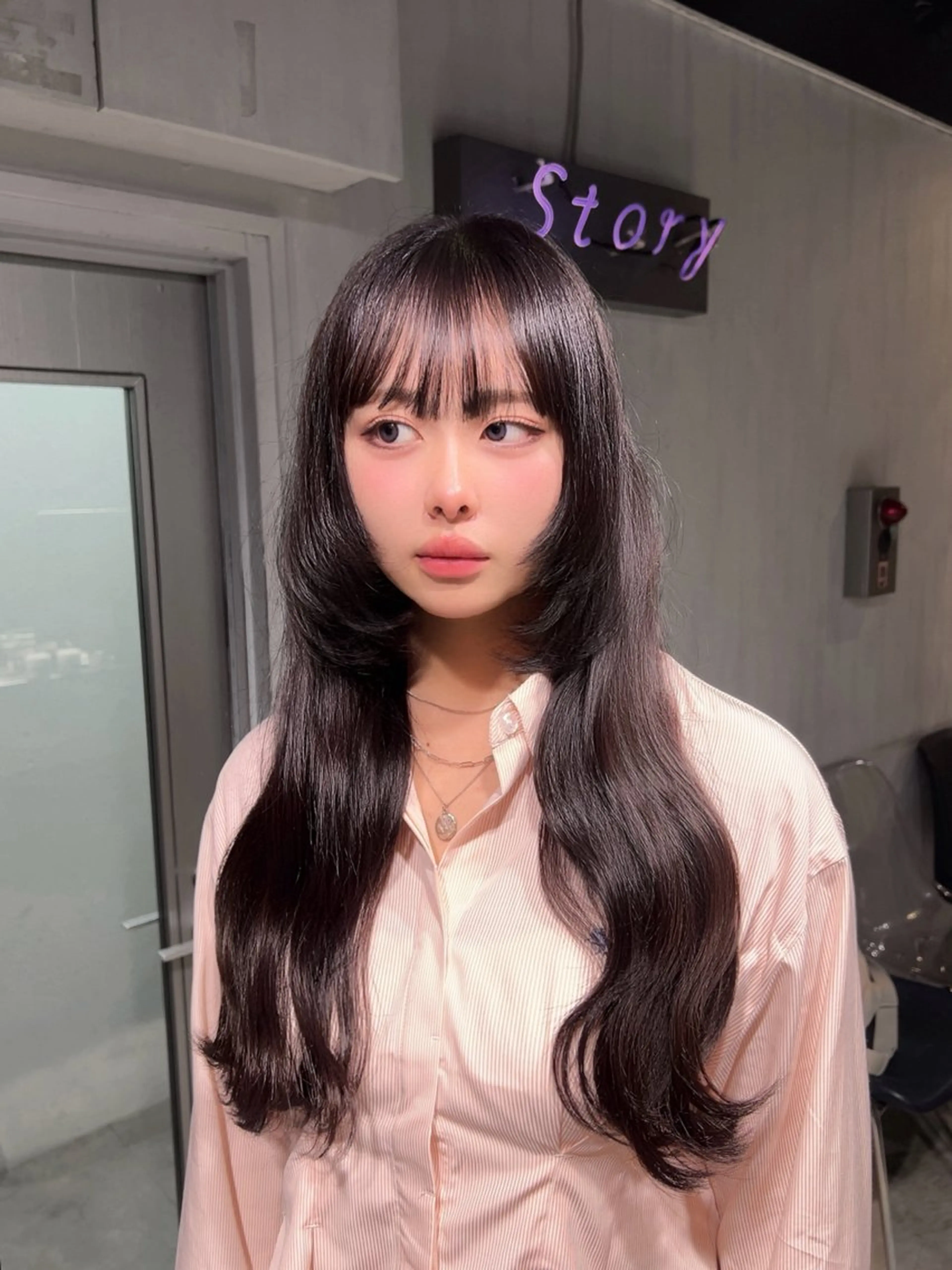 ロング 韓国風カラー 姫カット 韓国風ヘア レイヤーカット ワンホンレイヤー MEI🎀垢抜けカラ ー🎀韓国styleのヘアスタイル