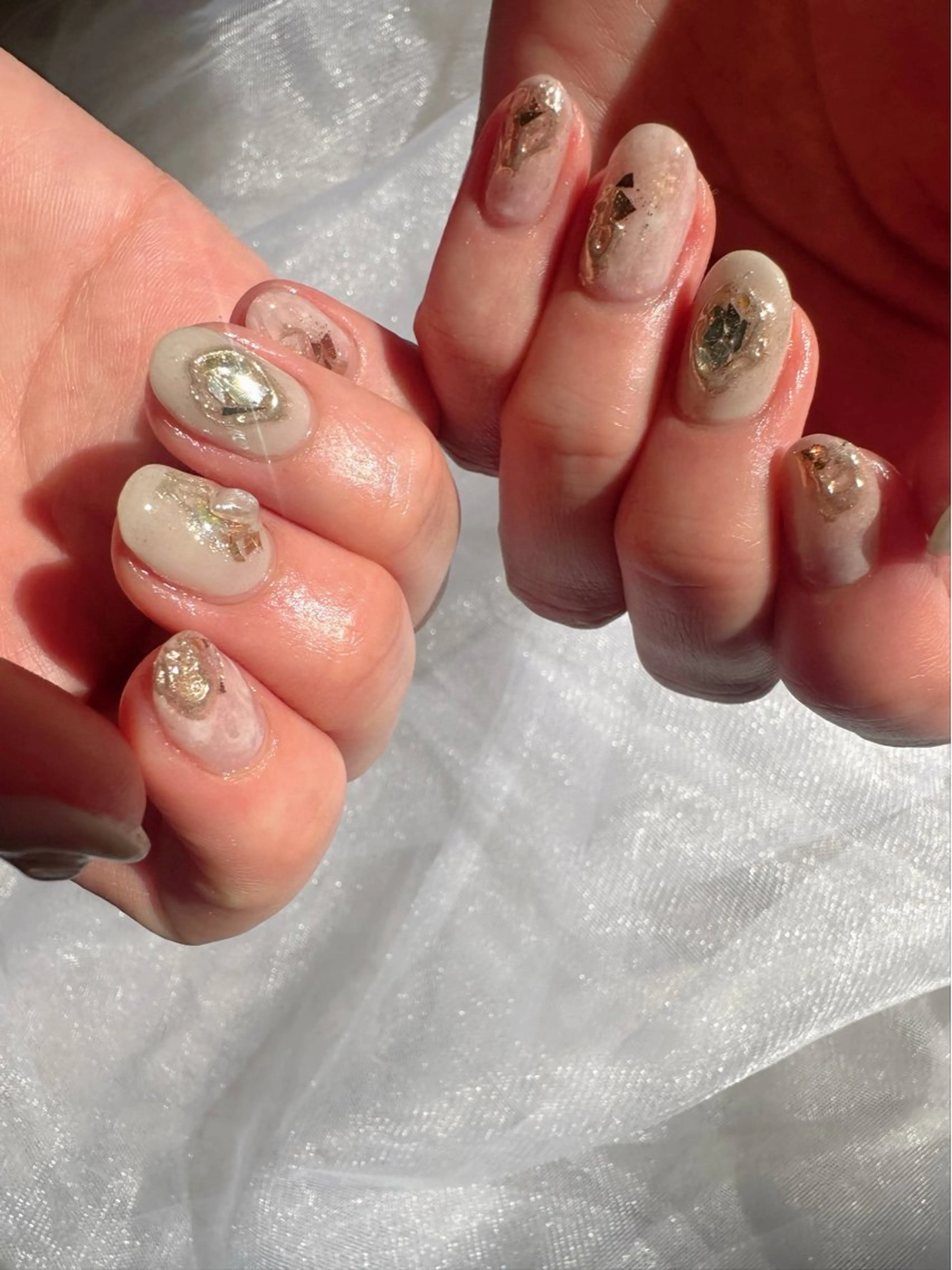 ネイル クリアネイル 氷ネイル・うるうるネイル キラキラネイル 韓国ネイル ラメ(グリッター) 🪞KAPE NAIL 🪞のネイルデザイン