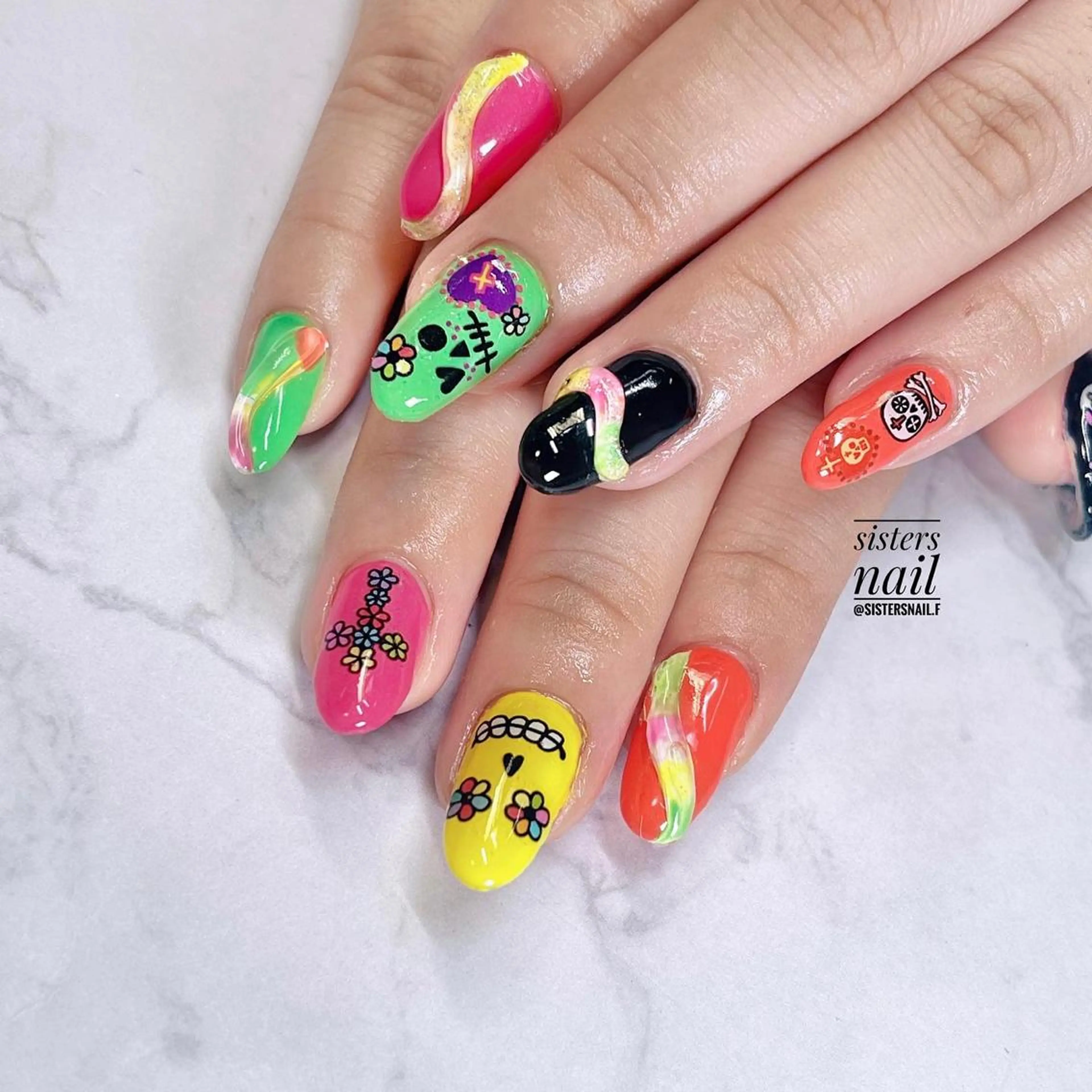 ネイル アートネイル ぷっくりネイル 夏ネイル sisters nail.fのネイルデザイン