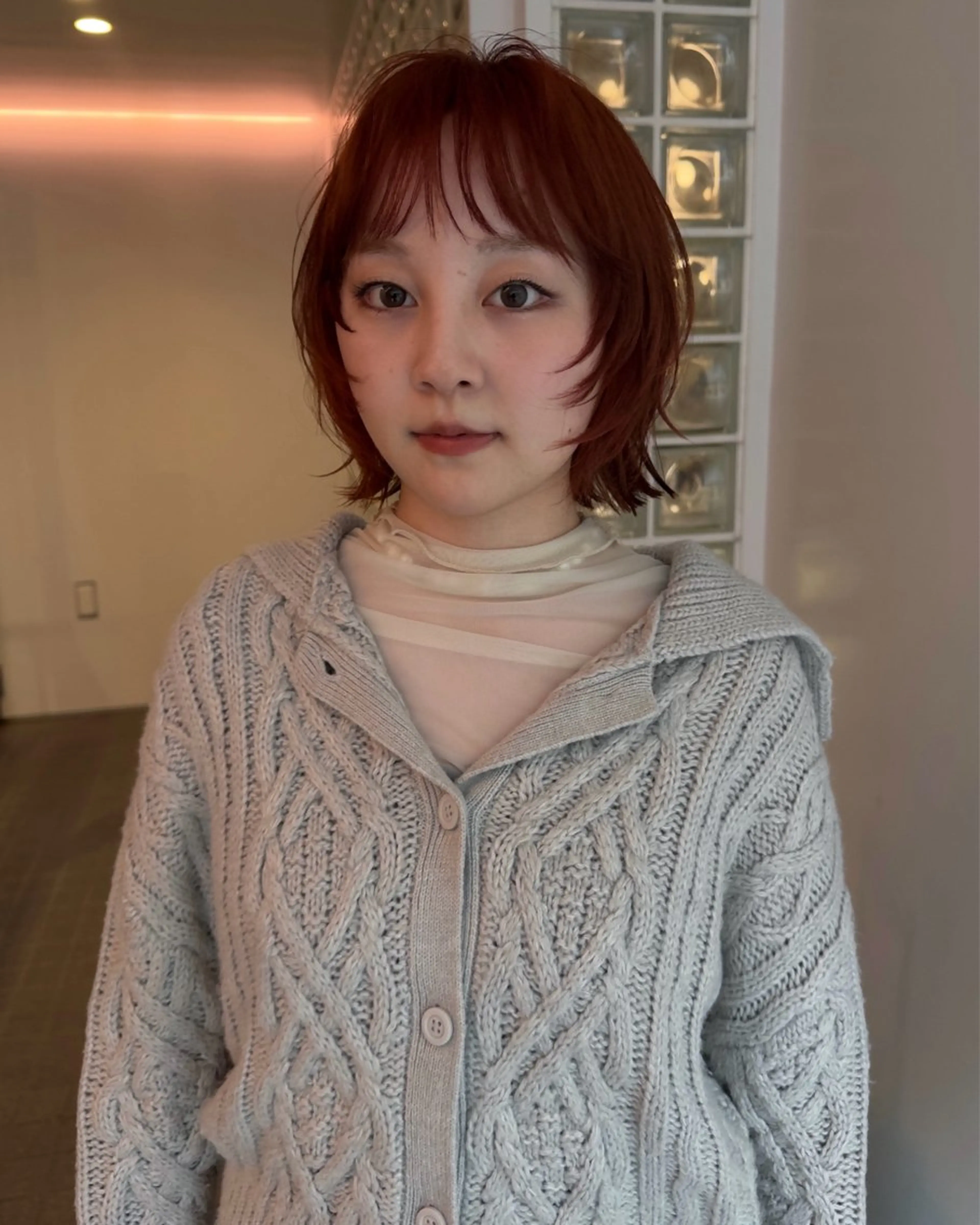 ショート カラー ブリーチ ブリーチなしカラー オレンジ ボブ/似合わせ レイヤーcocomoのヘアスタイル