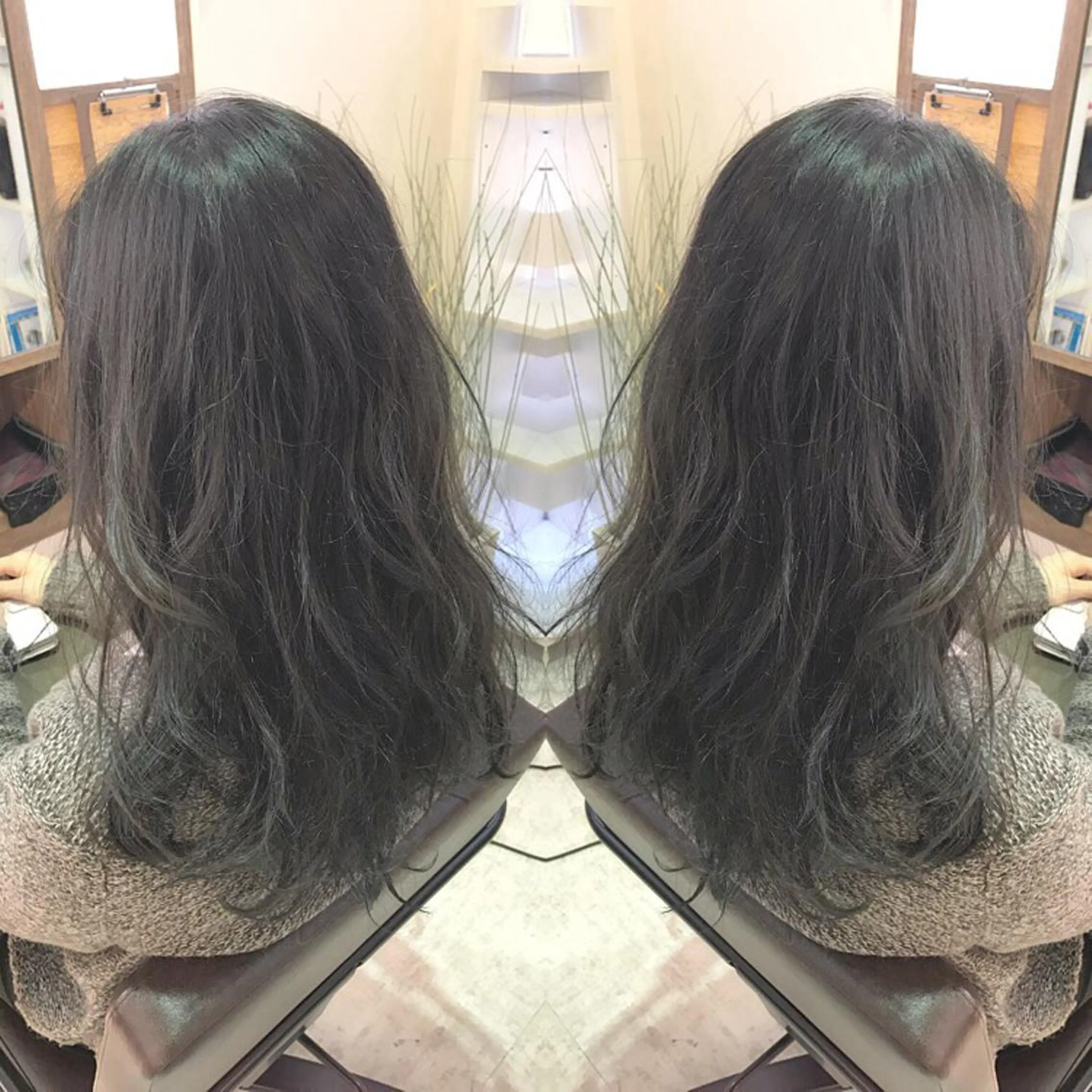 セミロング ロング カラー バレイヤージュ グレージュ レイヤーカット 青木 茂樹⭐️ 透明感カラーのヘアスタイル