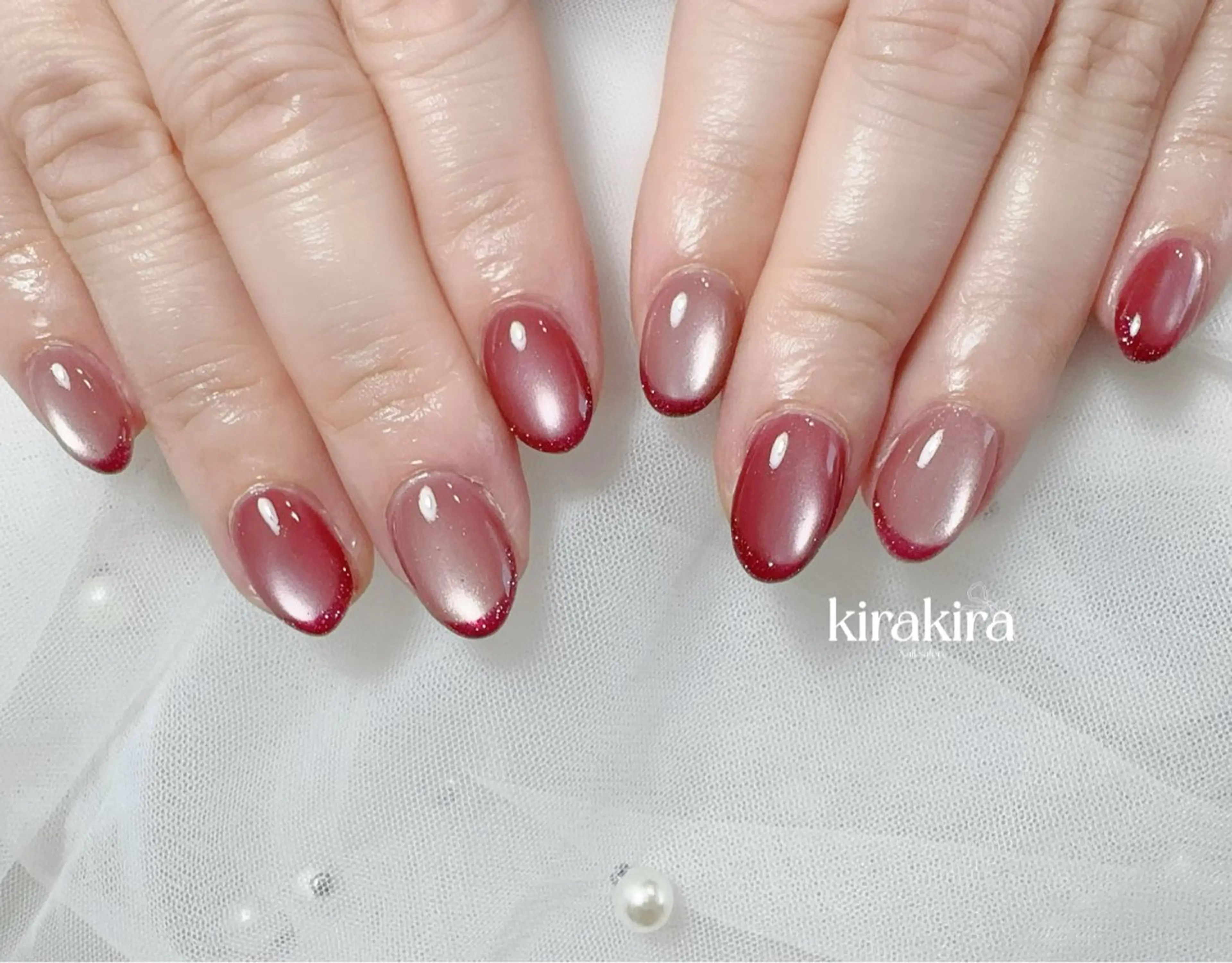 ネイル ドット フレンチネイル ジェルネイル キラキラネイル マグネットネイル Kirakira Nail salonのネイルデザイン