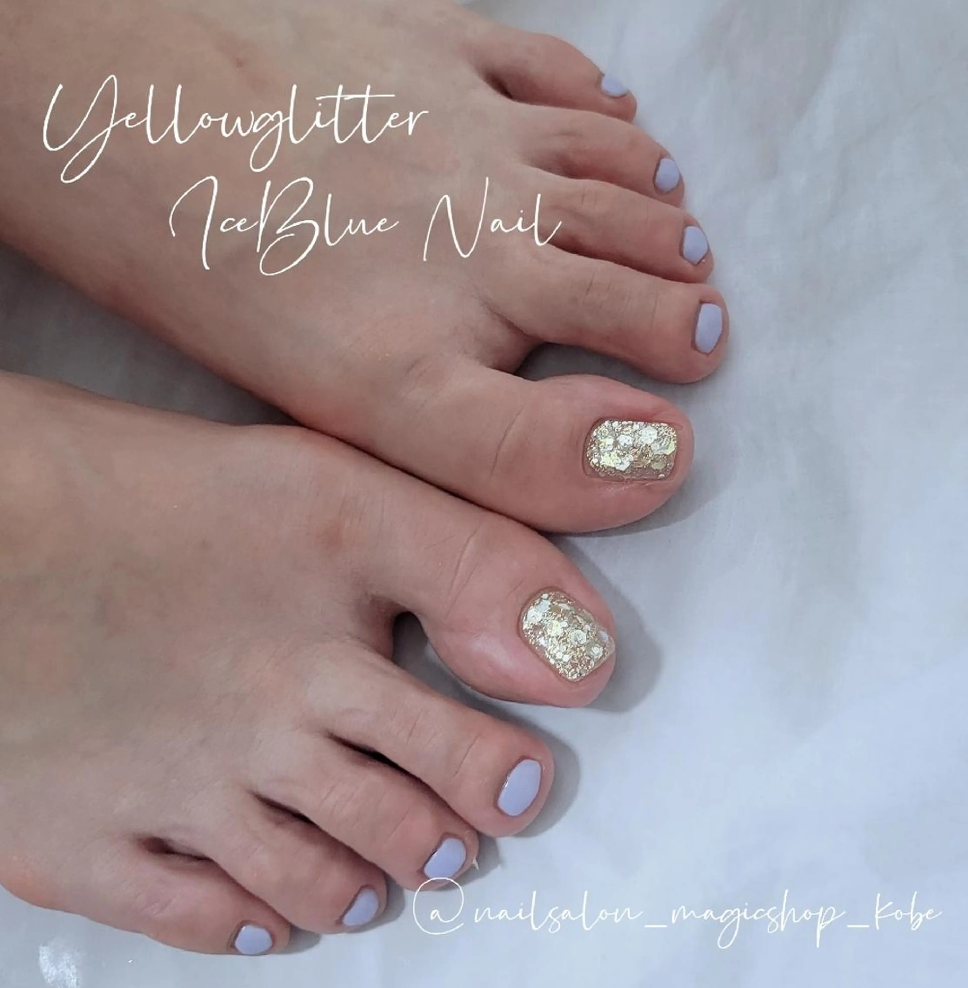 ネイル ブルー フットネイル ジェルネイル ラメ(グリッター) ワンカラーネイル フットネイル Nailsalon MagicShopのネイルデザイン