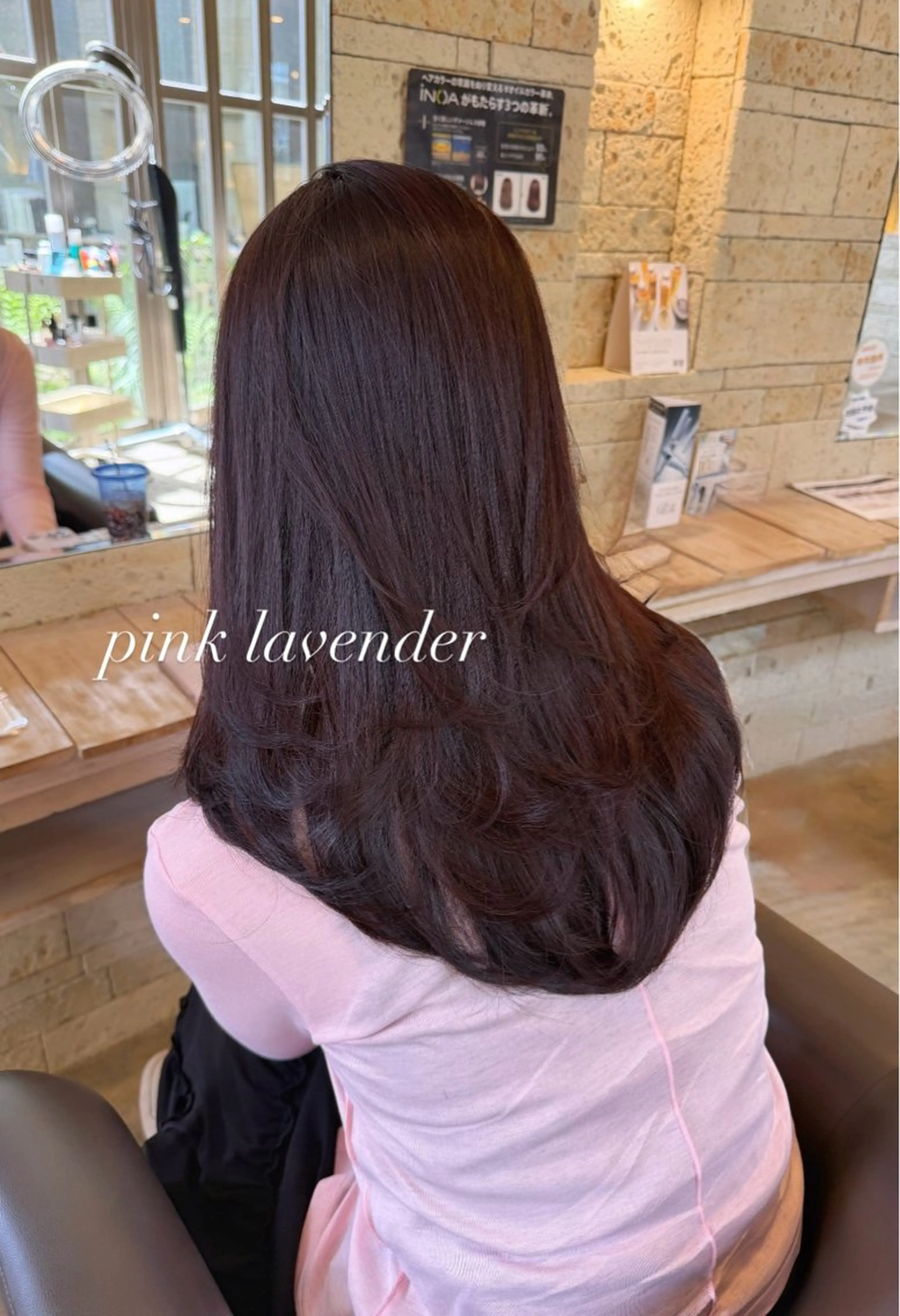 ロング カラー 透明感カラー ラベンダーカラー ピンクカラー ピンクラベンダー レイヤーカット 艶カラー/メンズ パーマ/伊藤愛麻のヘアスタイル