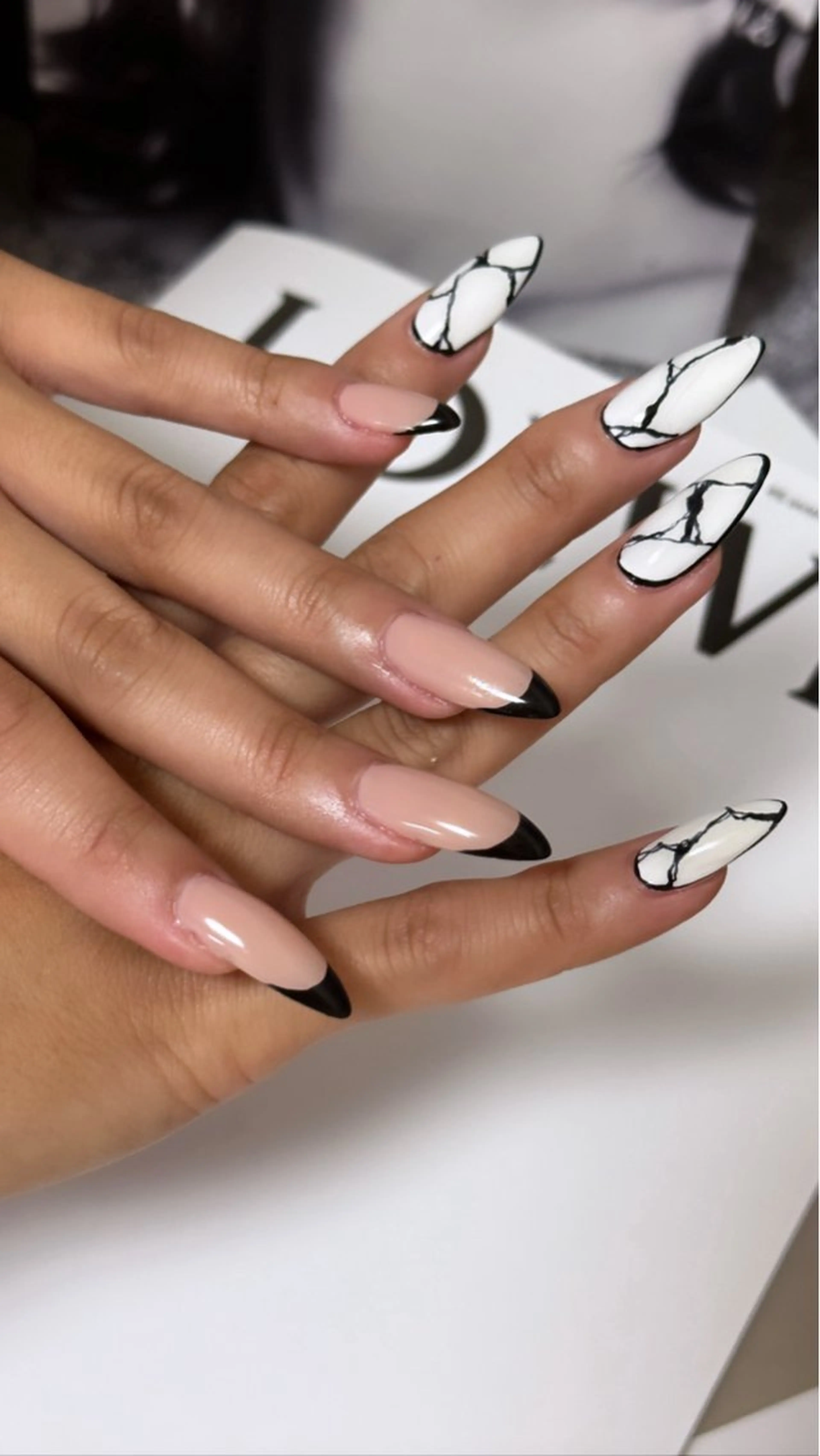 ネイル 長さ出し フレンチネイル 大理石ネイル(マーブル) 持ち込み JOLIESSE Ayumiのネイルデザイン