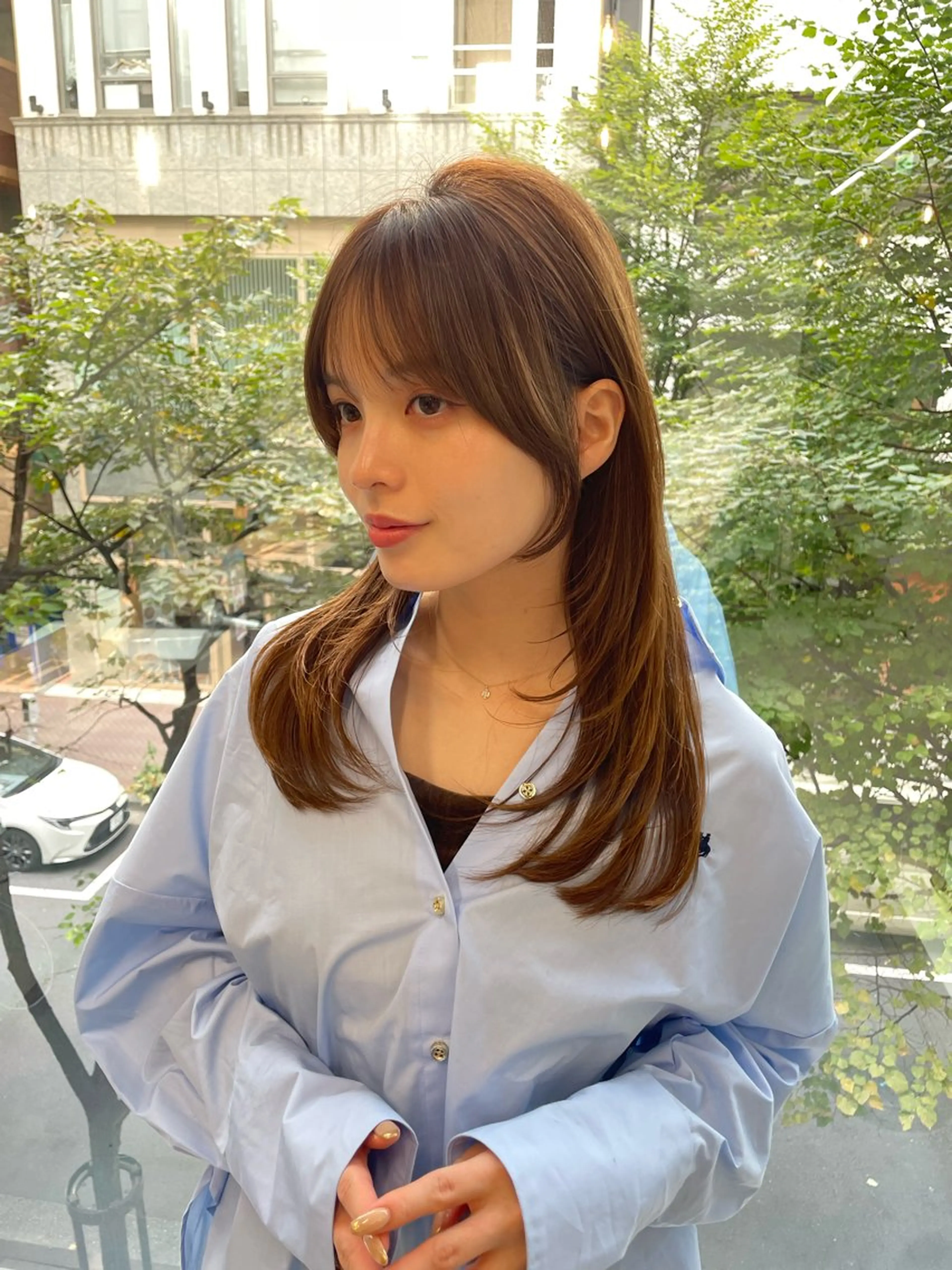 🌸4月限定🌸✨【🉐新規平日🉐】レイヤーカット+艶カラー＋バブルトトリートメント🫧くびれ　顔まわりの写真