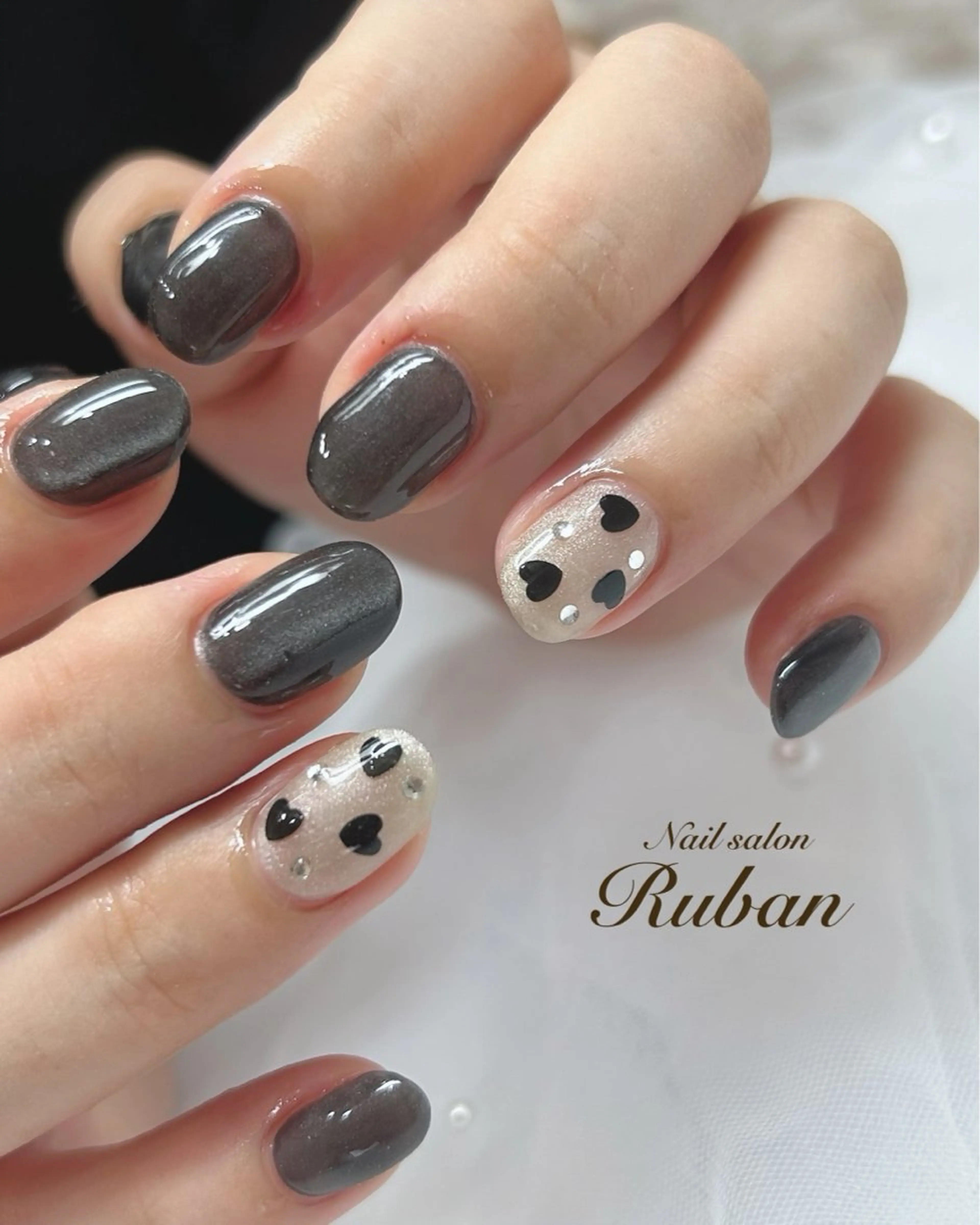 ネイル ハート マグネットネイル Nail salon Rubanのネイルデザイン