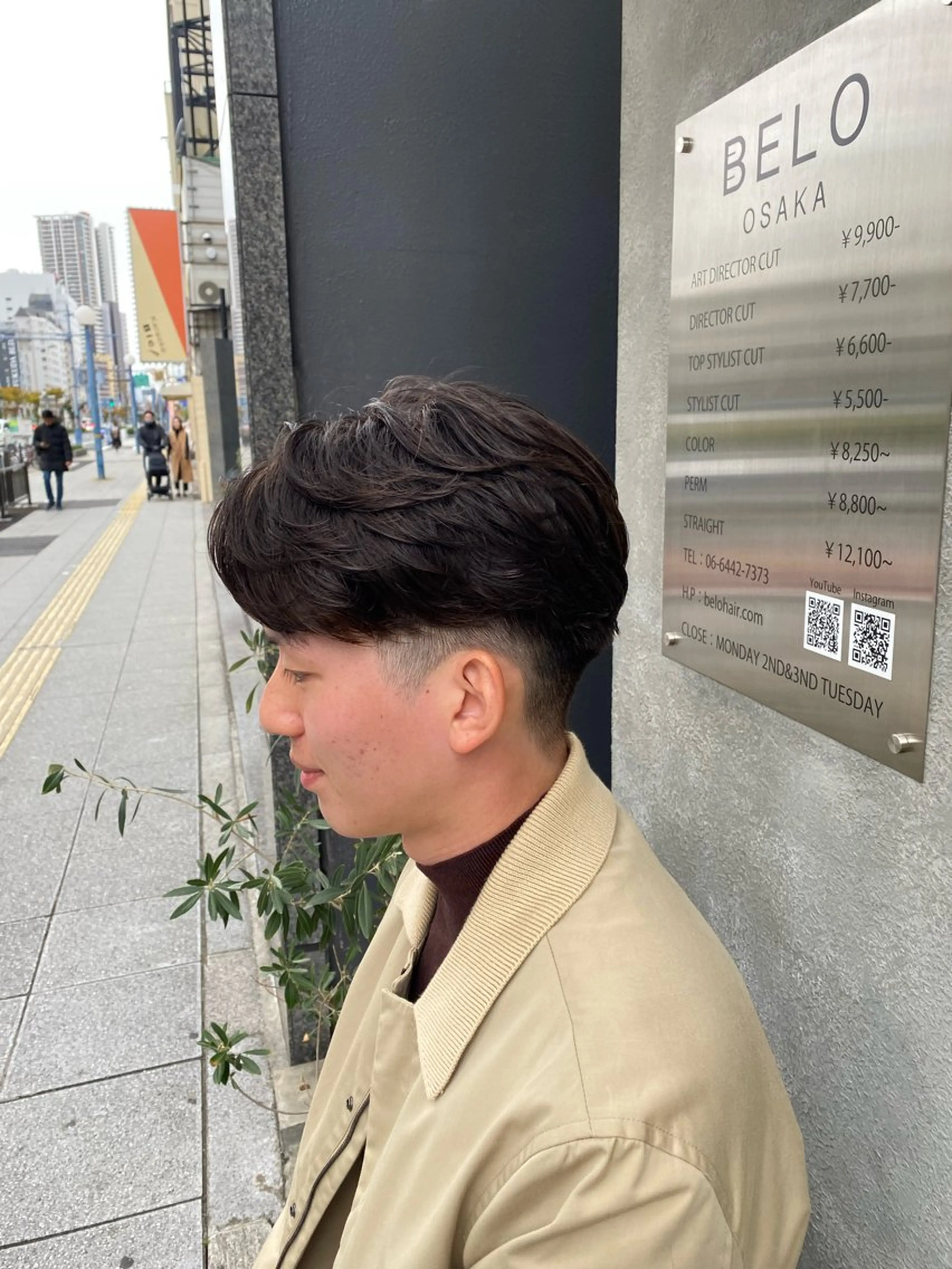 ショート パーマ メンズ センターパート フェザーパーマ マッシュ メンズパーマ ニュアンスパーマ BELO/ yuzuのヘアスタイル