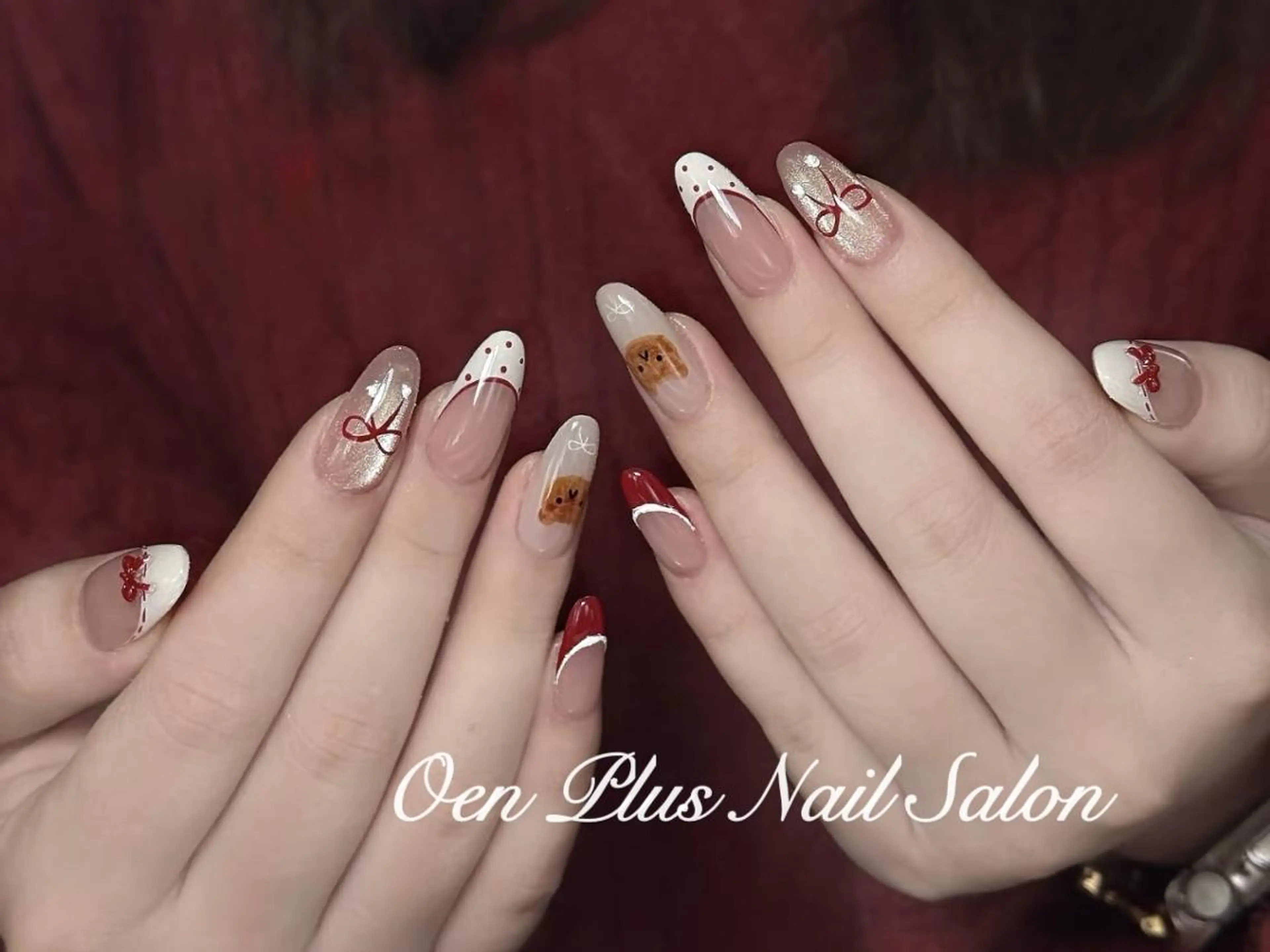 ネイル フレンチネイル ジェルネイル ガラスフレンチ マグネットネイル パラジェル ハンドネイル One plus あやのネイルデザイン