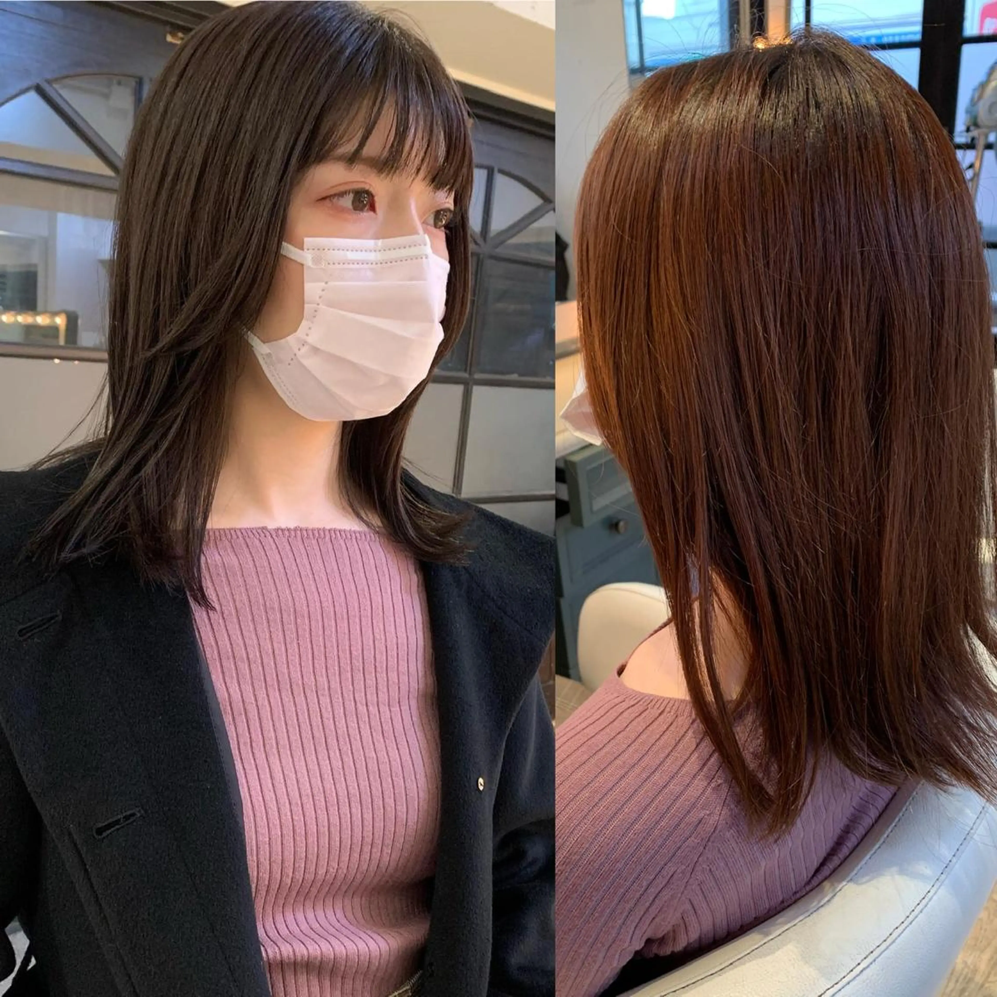 ミディアム カラー パーマ ヘアアレンジ メンズ キッズ ネイル マツエク・マツパ アイブロウ 眉カラー 赤色 hiro【沿線で叶う 似合わせhair】のヘアスタイル