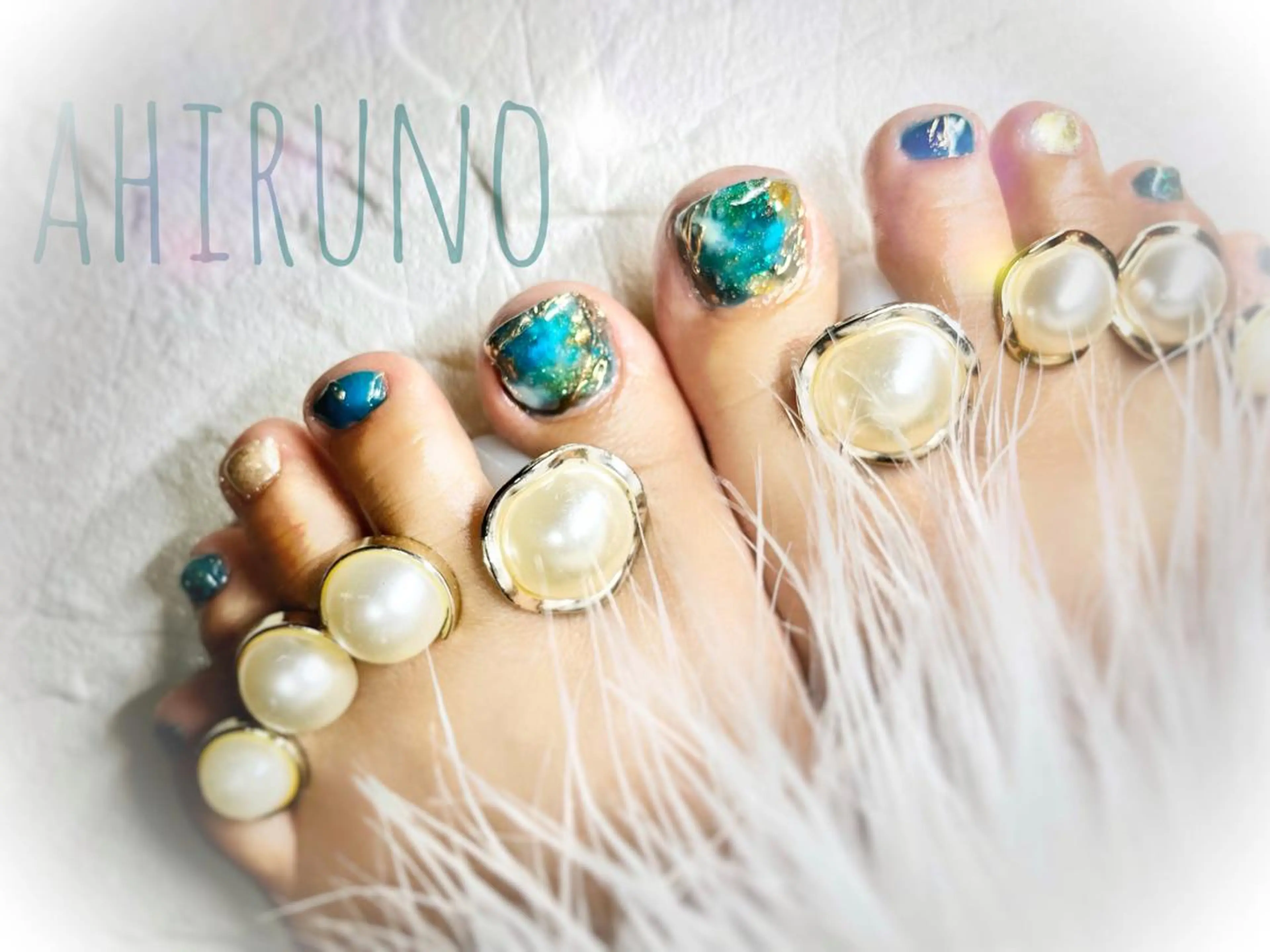 ネイル グリーン フットネイル 東京あきる野市ネイル ✿ ｙｕiのネイルデザイン