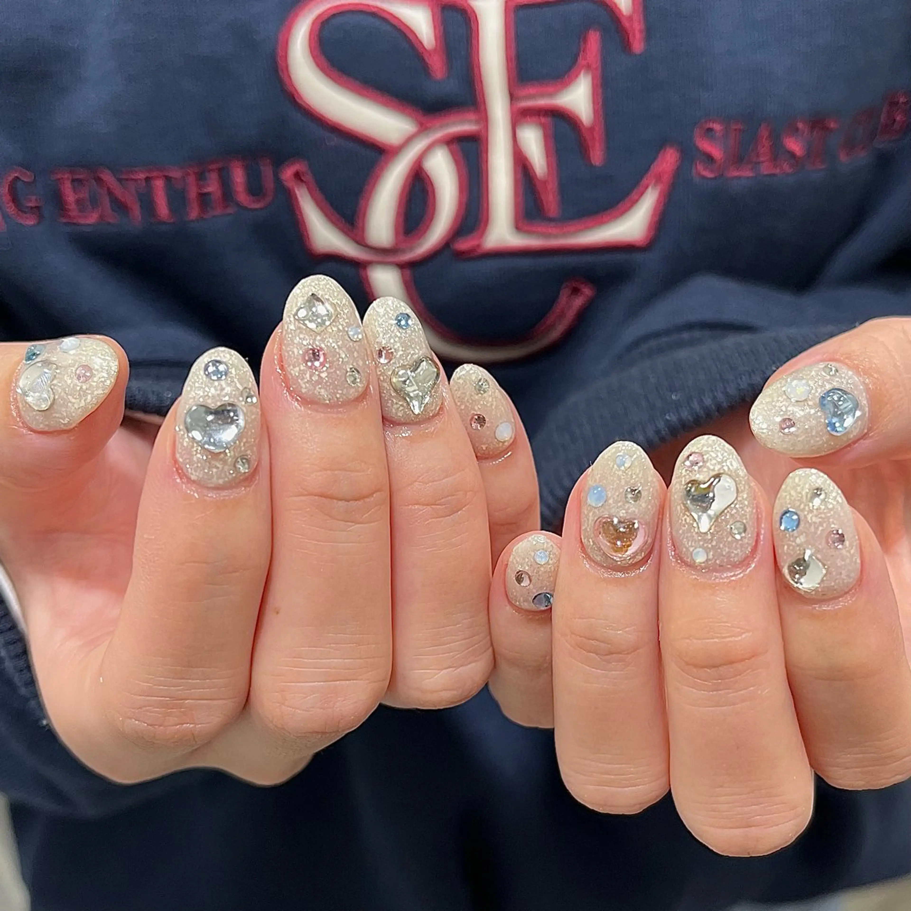 ネイル ハート キラキラネイル ラメ(グリッター) ミラーネイル スカルプネイル Para Sol nail　Maoのネイルデザイン