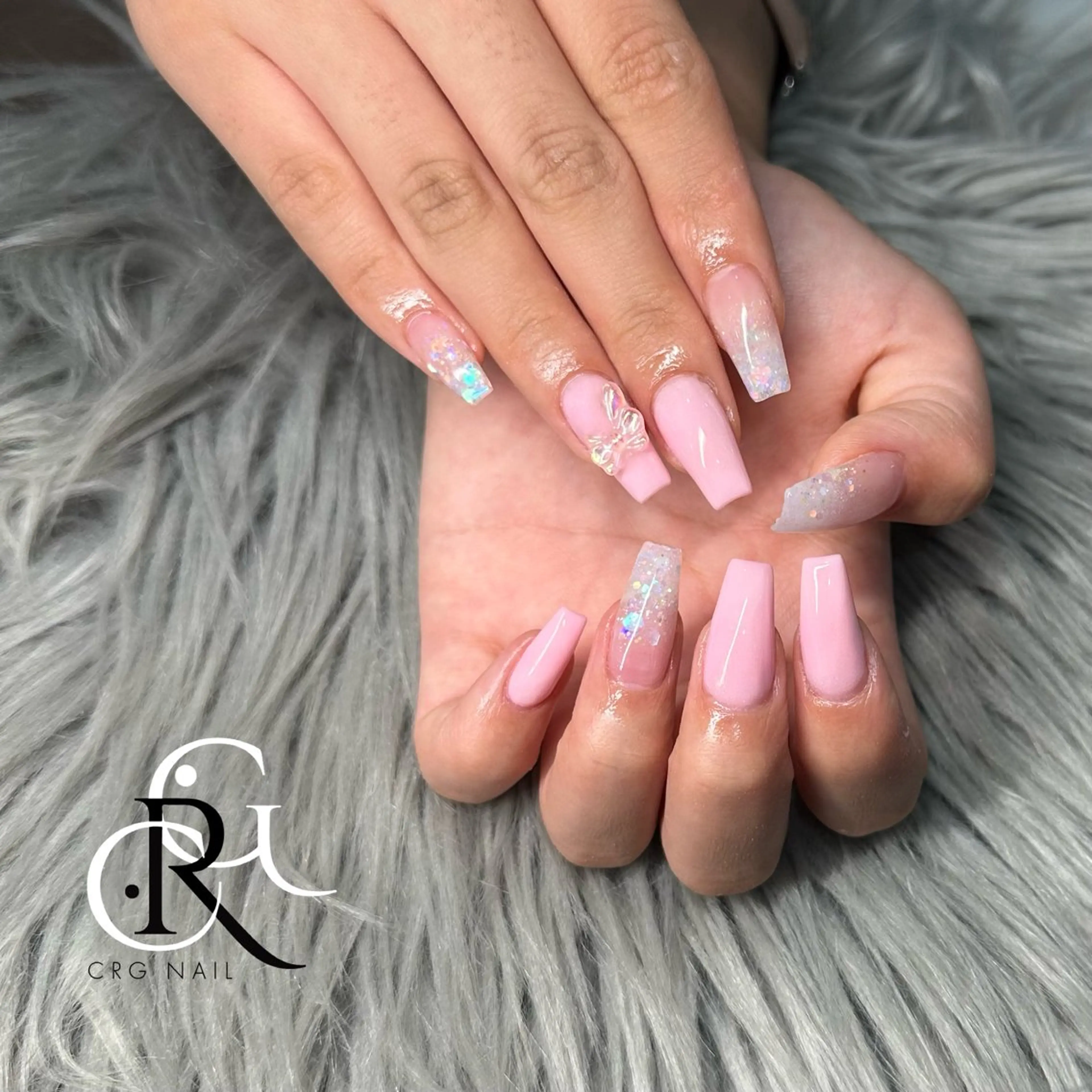 ネイル グラデーション ラメ(グリッター) ワンカラーネイル パステルネイル ピンク CRGNAIL TOKOのネイルデザイン