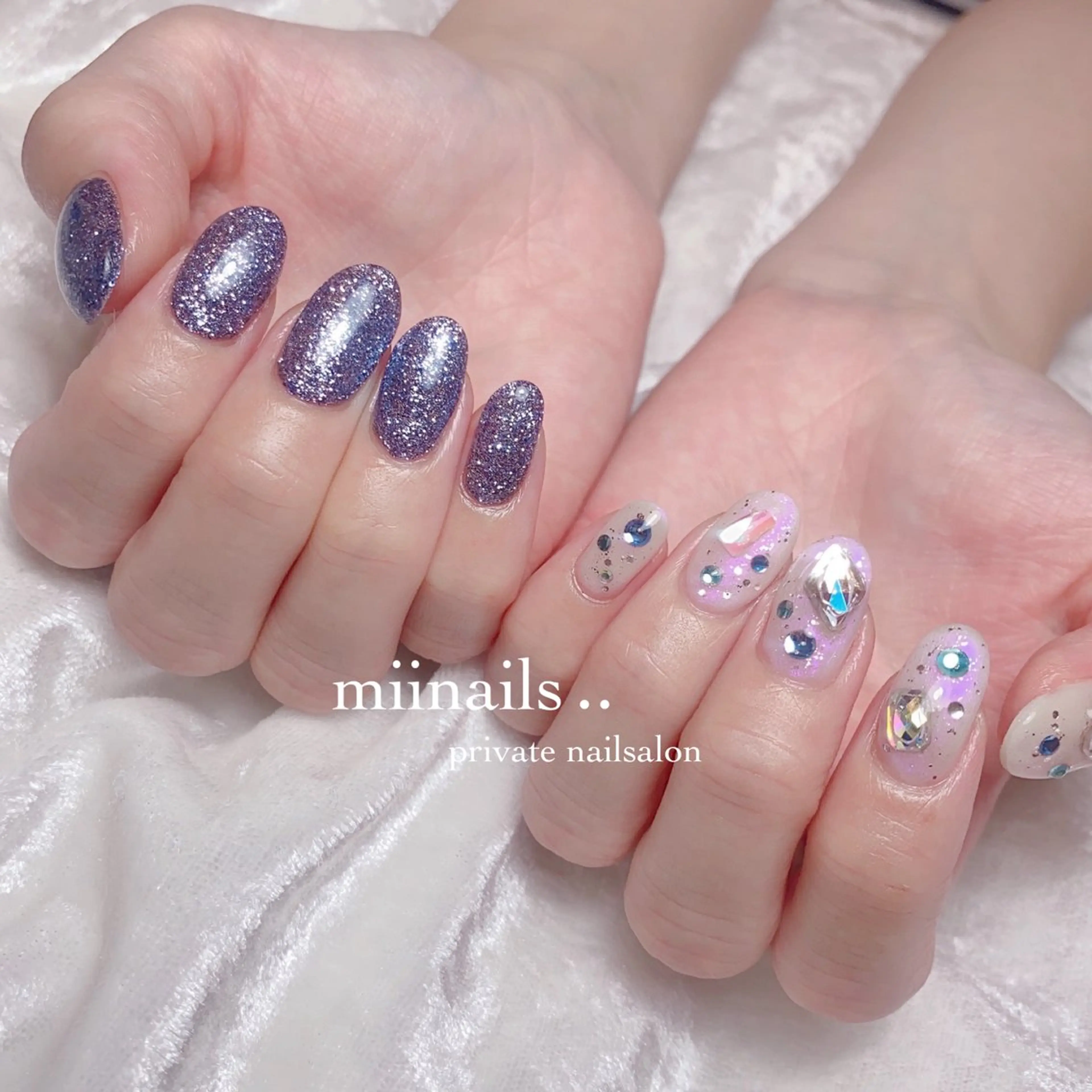 ネイル キラキラネイル 韓国ネイル ワンホンネイル ハンドネイル nailsalon miinailsのネイルデザイン