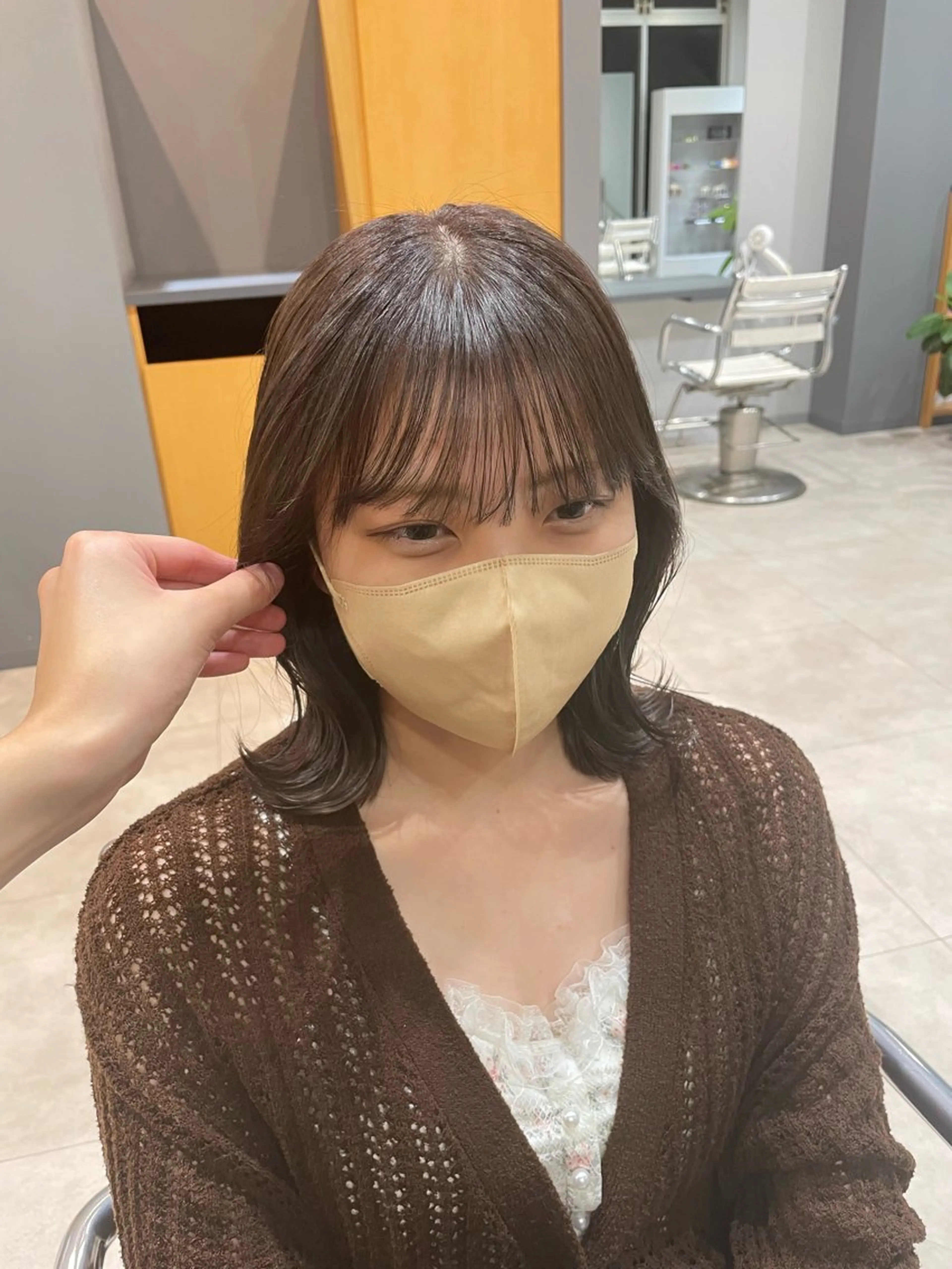 ミディアム カラー グレージュ 似合わせカット カット ヘアカラー 富原崇太/高畑/中川 /透明感カラーのヘアスタイル