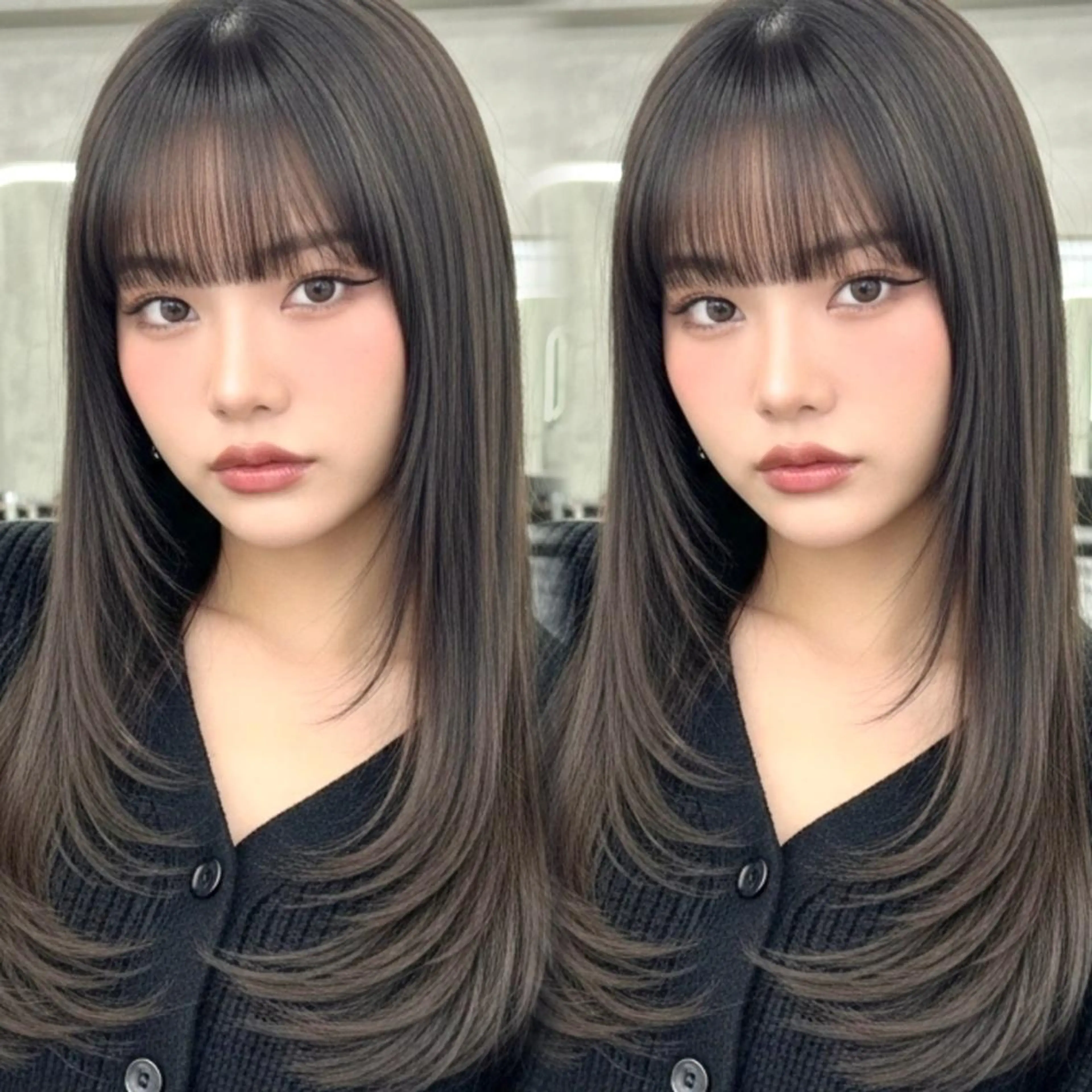 ロング 顔周りカット 韓国風ヘア レイヤーカット 小顔カット カット トリートメント ✨韓国レイヤー🦋 リピートNO.1✨のヘアスタイル