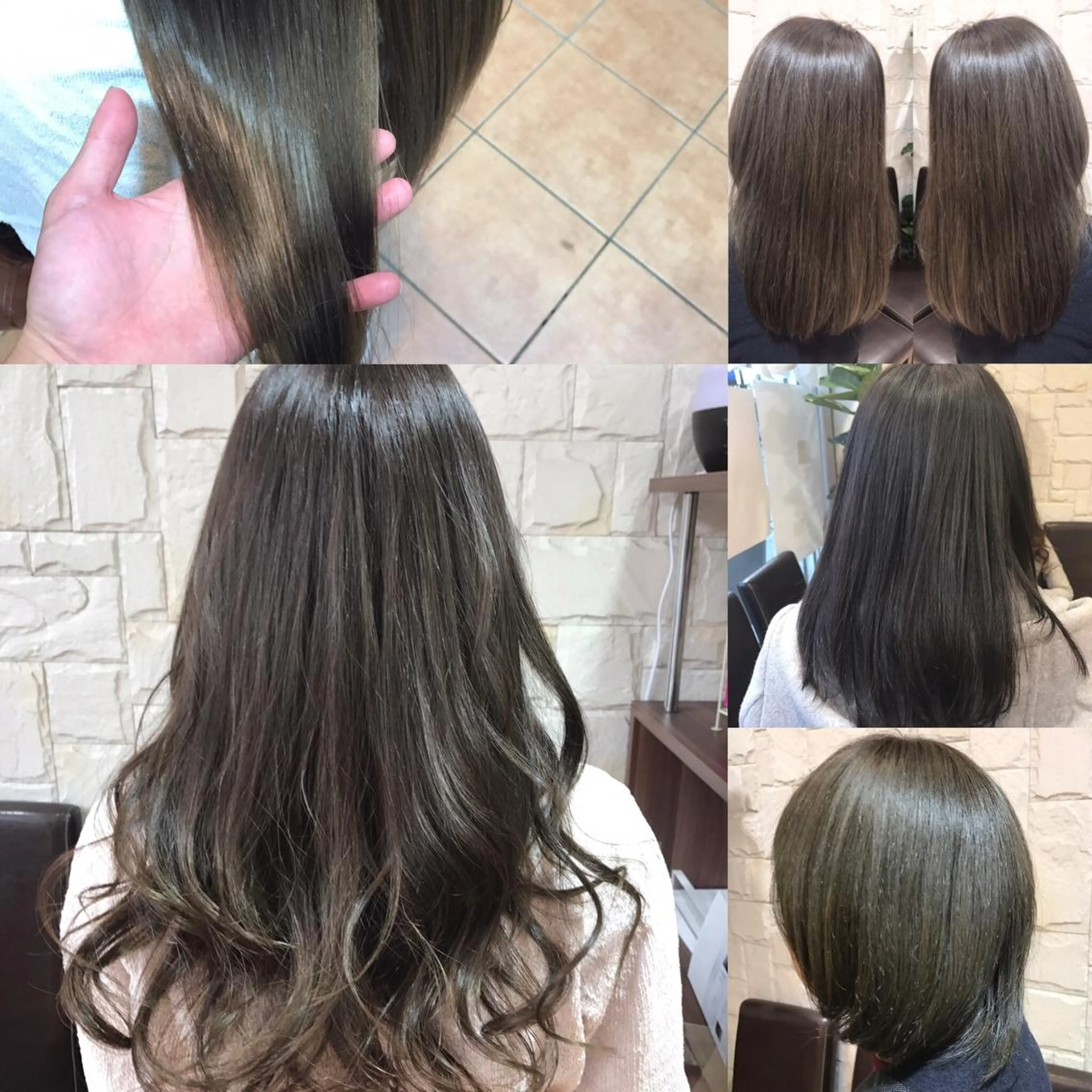 セミロング カラー くせ毛 外国人風カラー 伸ばしかけ 髪質改善 艶髪🔵ﾌｾﾅｵﾔのヘアスタイル