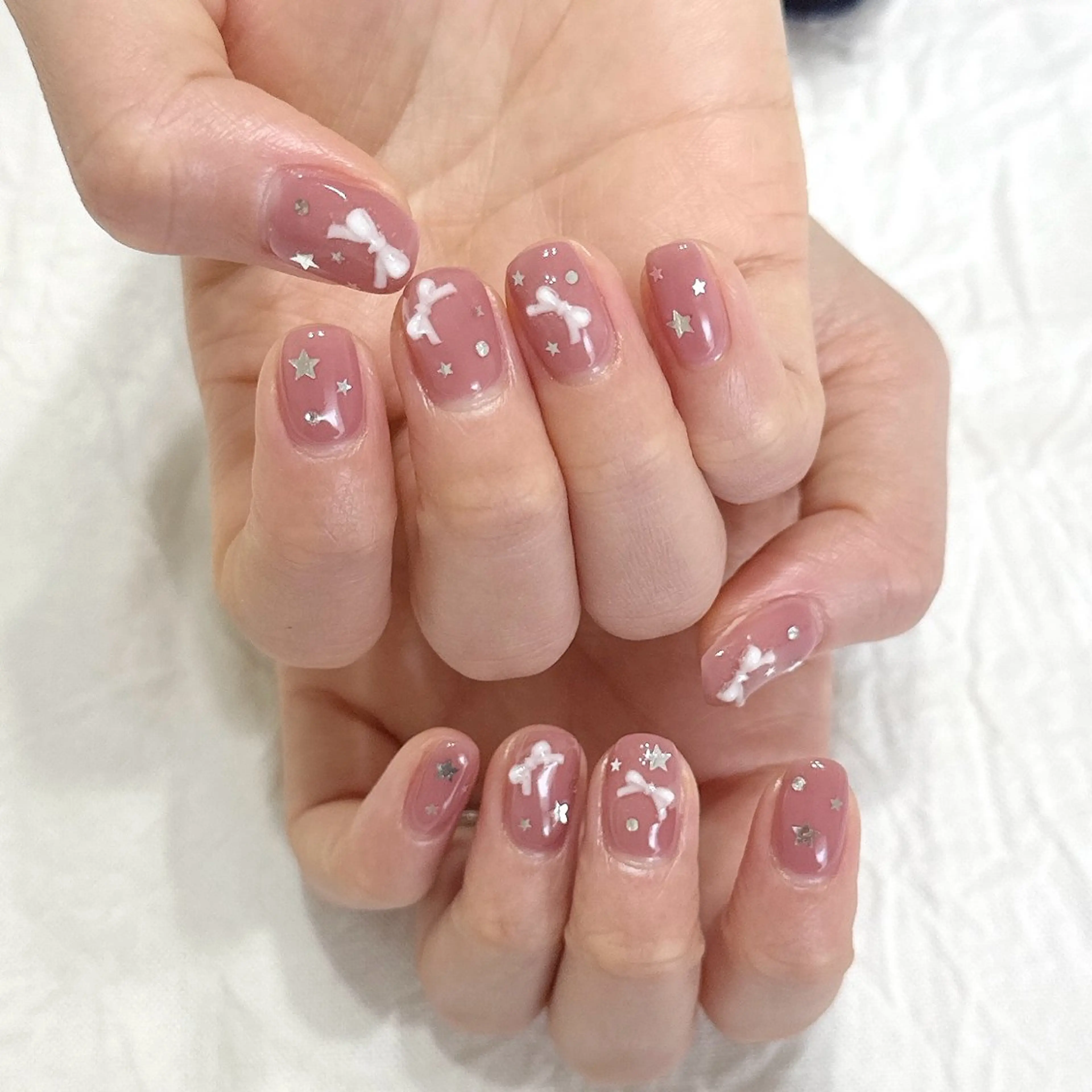 ネイル ピンク リボン ハンドネイル peaberry nailのネイルデザイン