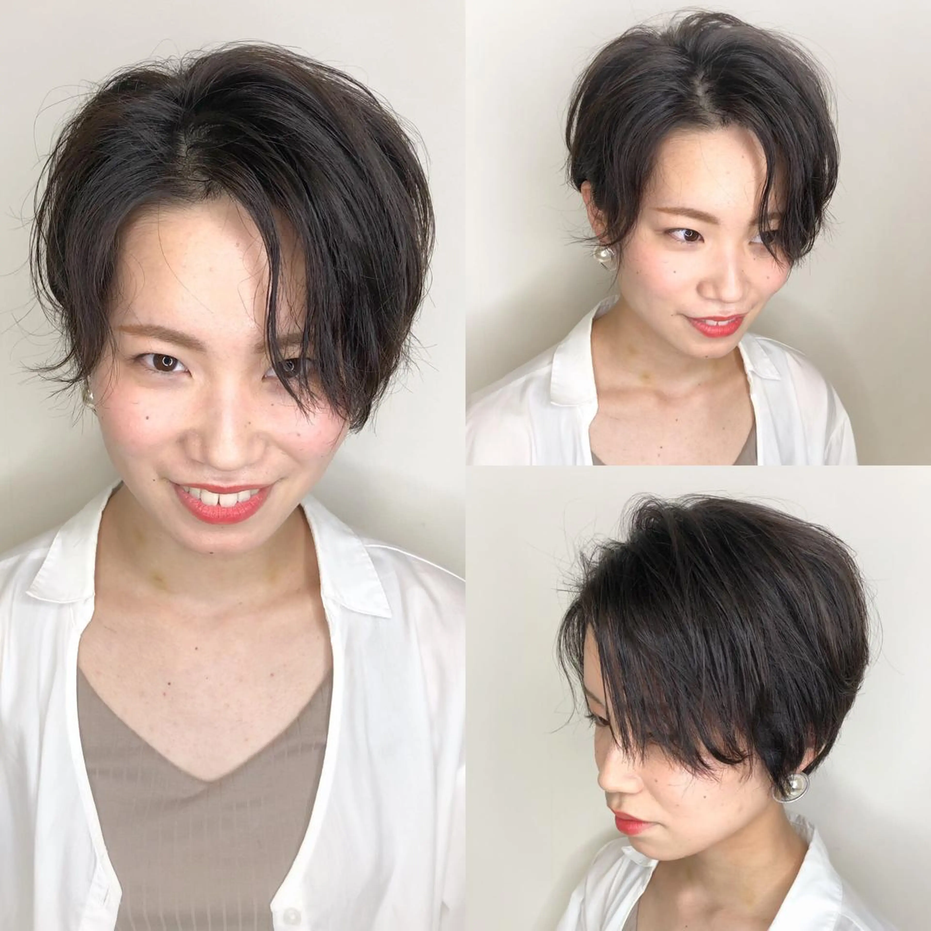 ショート カラー ショートボブ ハンサムショート ダークグレー ダークグレージュ グレージュ メンズヘア特化 崎田 成人のヘアスタイル