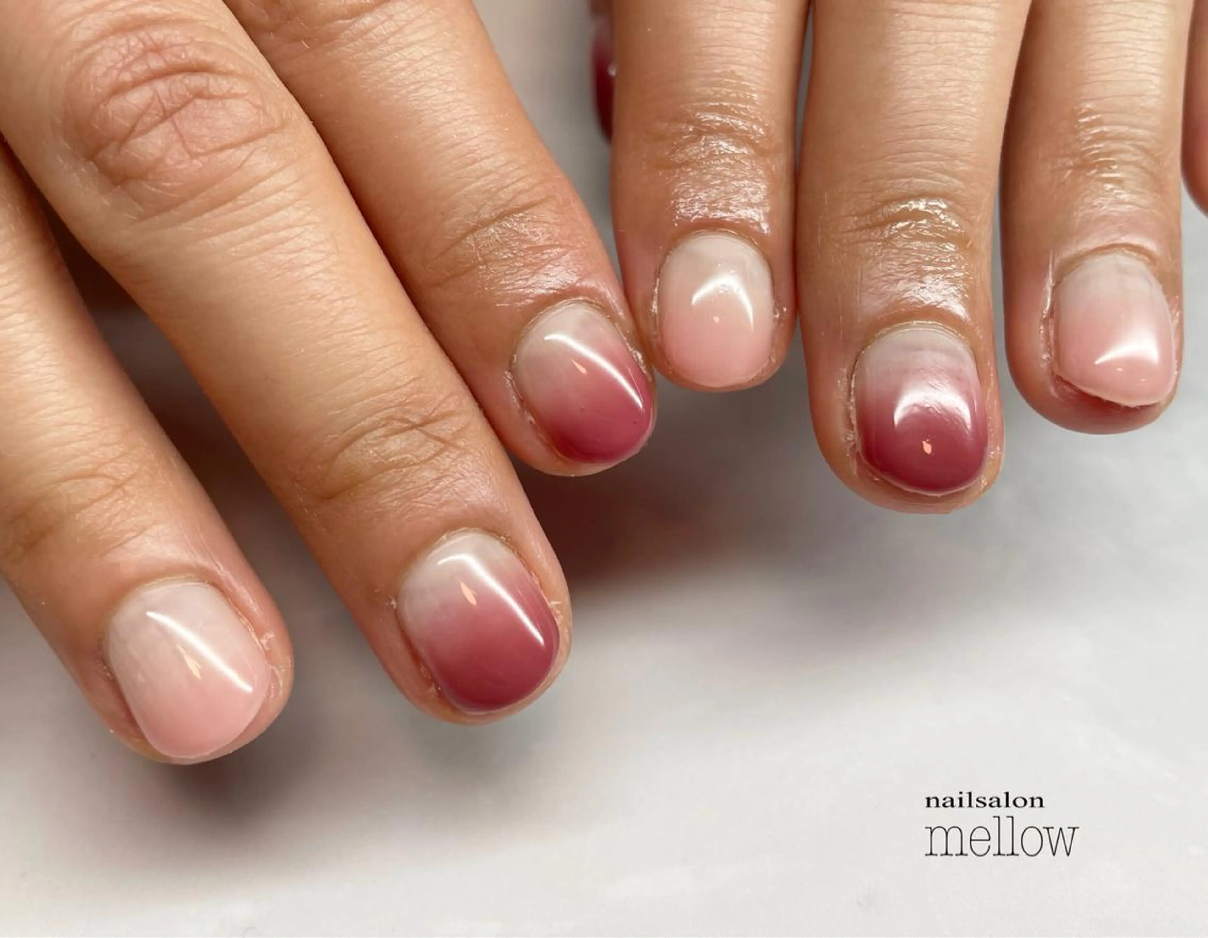 ネイル クリアネイル ピンク 赤色 大山 浩美のネイルデザイン