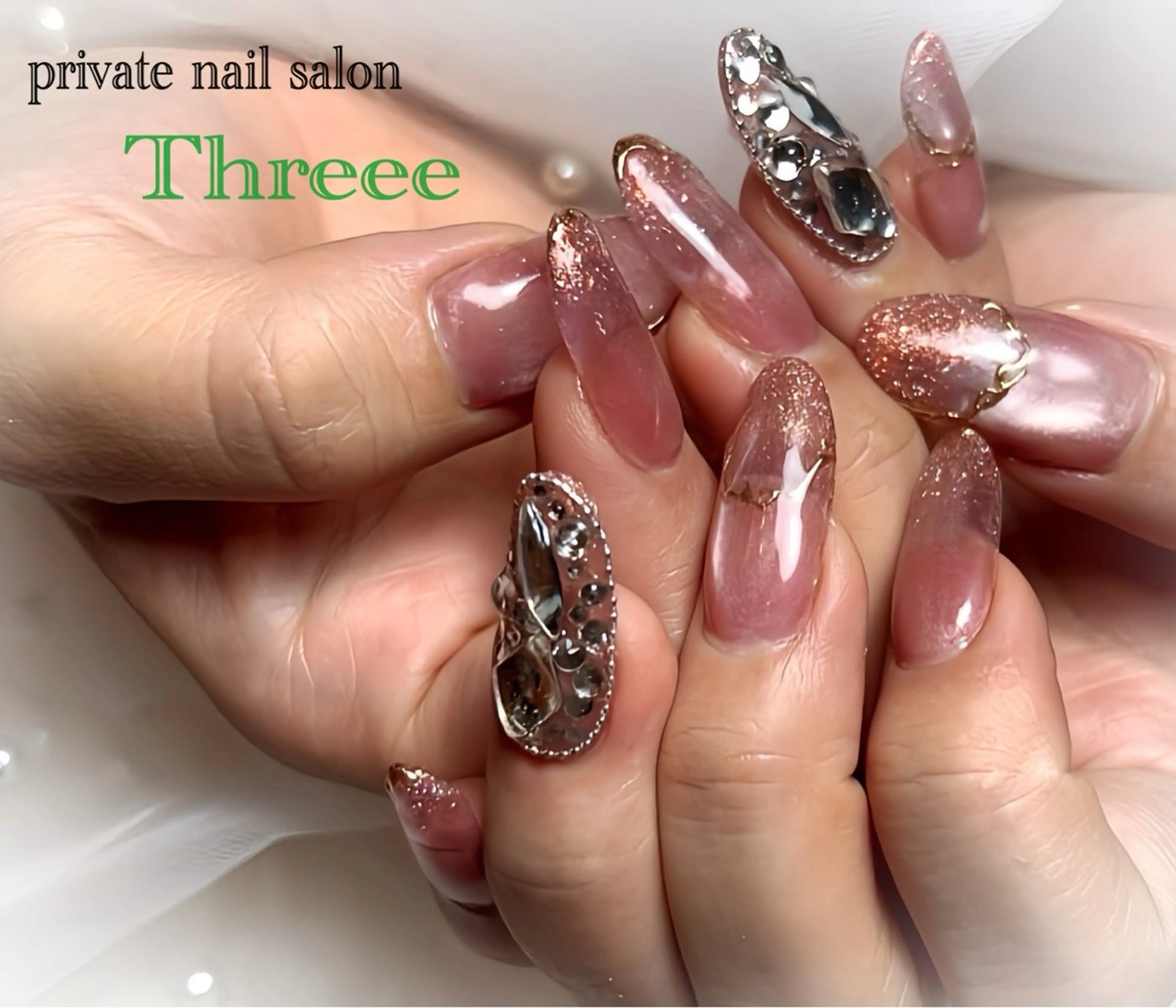 ネイル 長さ出し フラッシュネイル マグネットネイル Nail salon - Threee　-のネイルデザイン