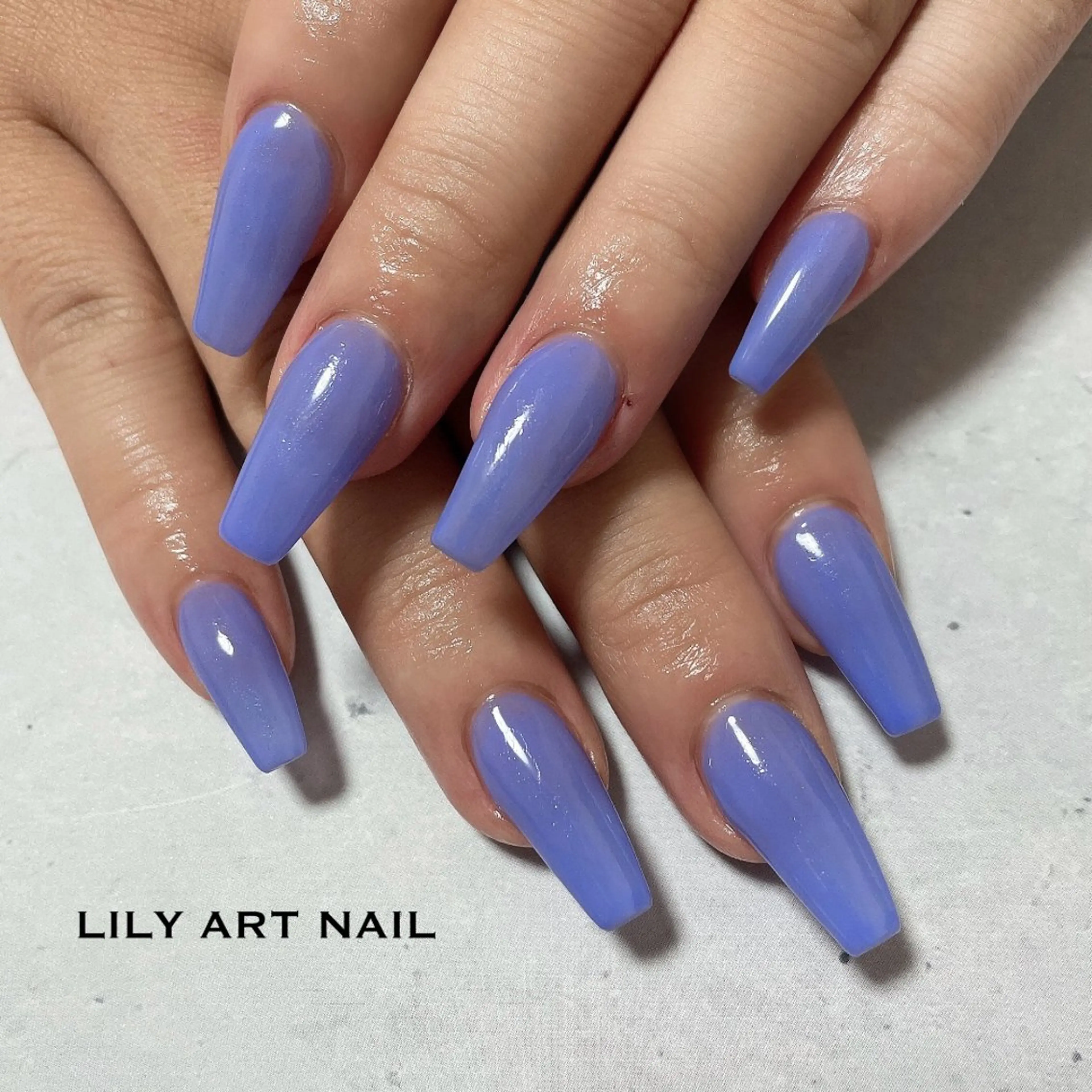ネイル ロングネイル ワンカラーネイル スカルプネイル ハンドネイル LILY  ART NAILのネイルデザイン