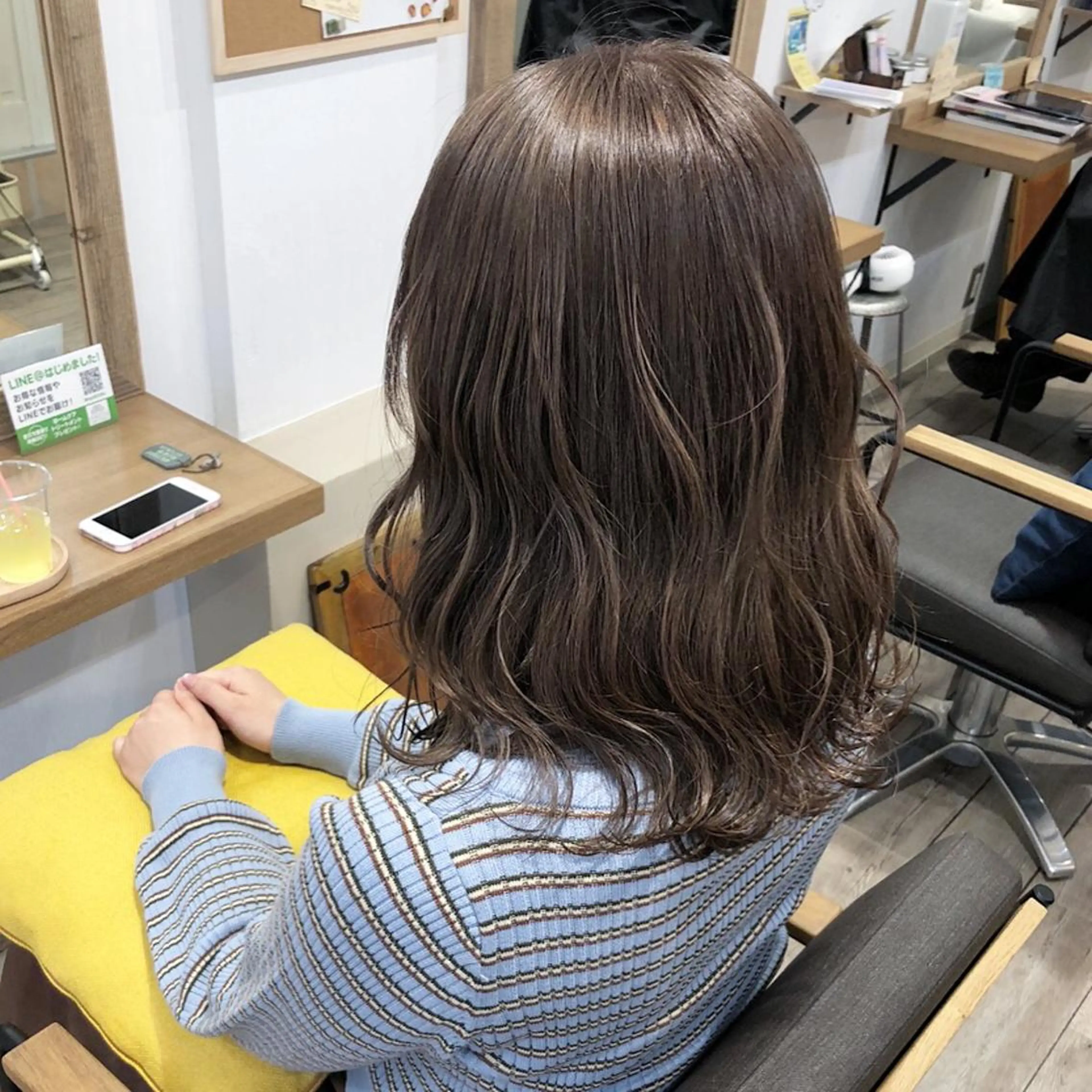 セミロング カラー グレージュ 顔周りcut・ご相談 ＝新宿しずく🇰🇷のヘアスタイル