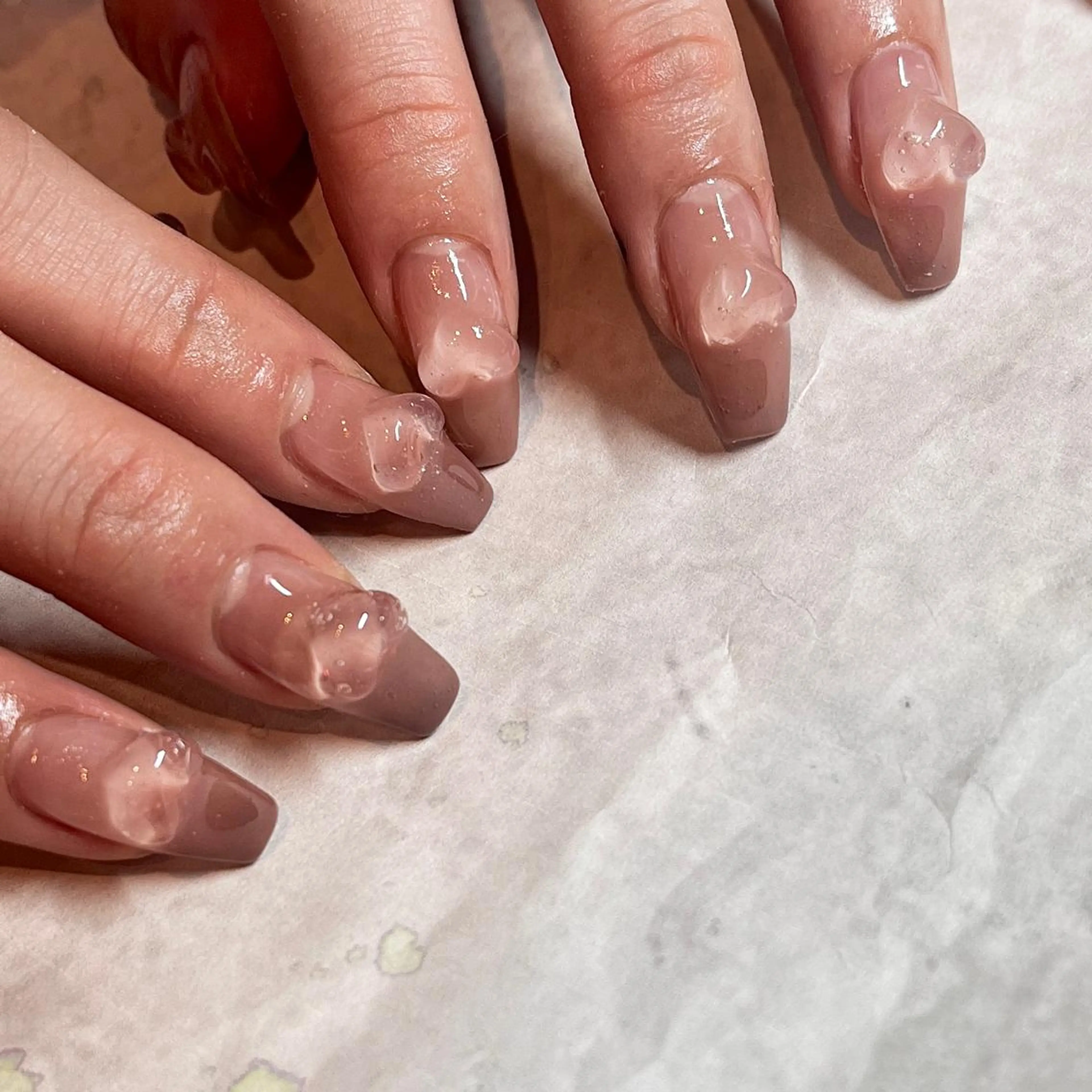 ネイル グラデーション ハート シンプルネイル フリーランス¨̮⃝ ネイリストOKADAのネイルデザイン