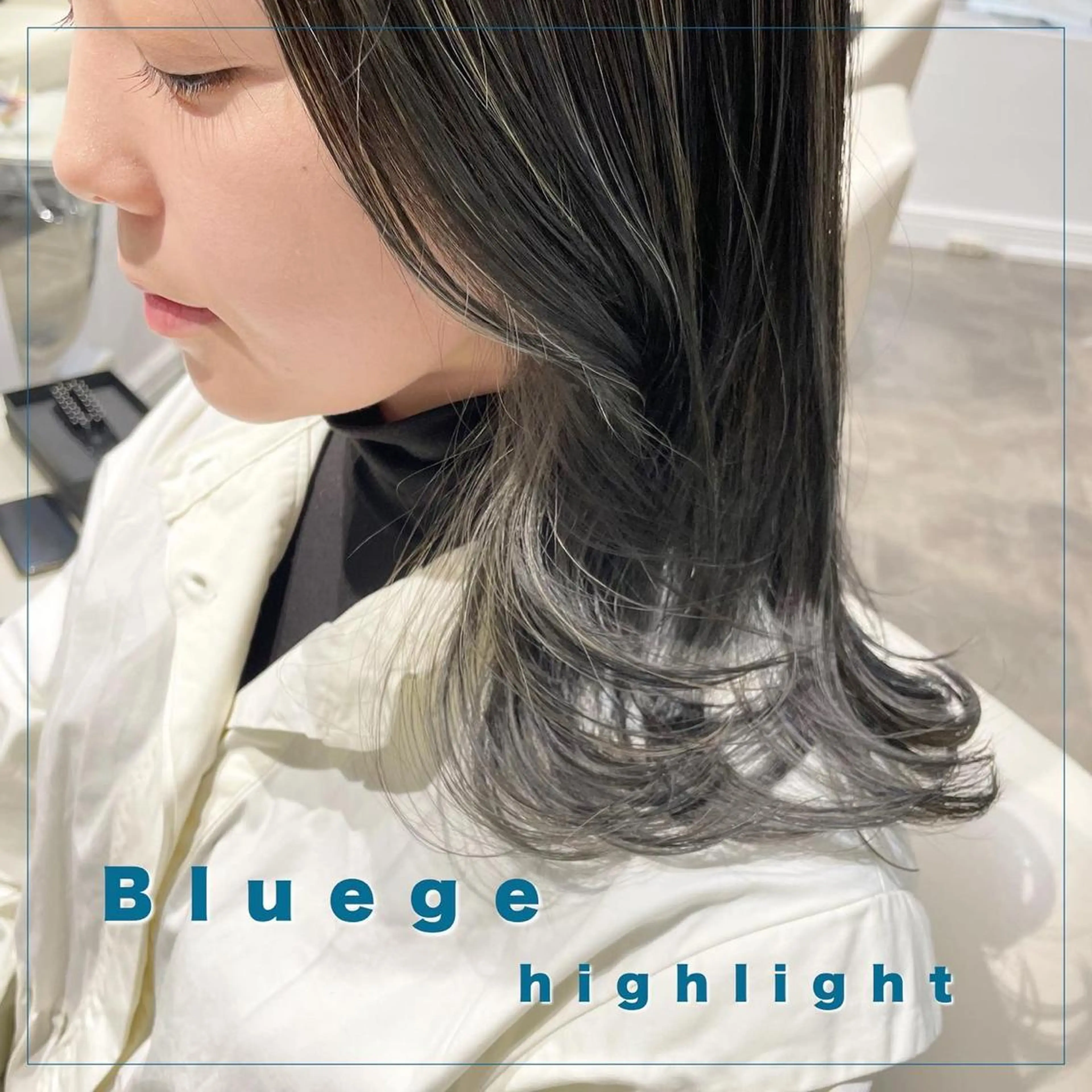 ミディアム カラー ブルーカラー ブルージュ 透明感カラー ハイライトカラー ハイライト . AYUKAのヘアスタイル