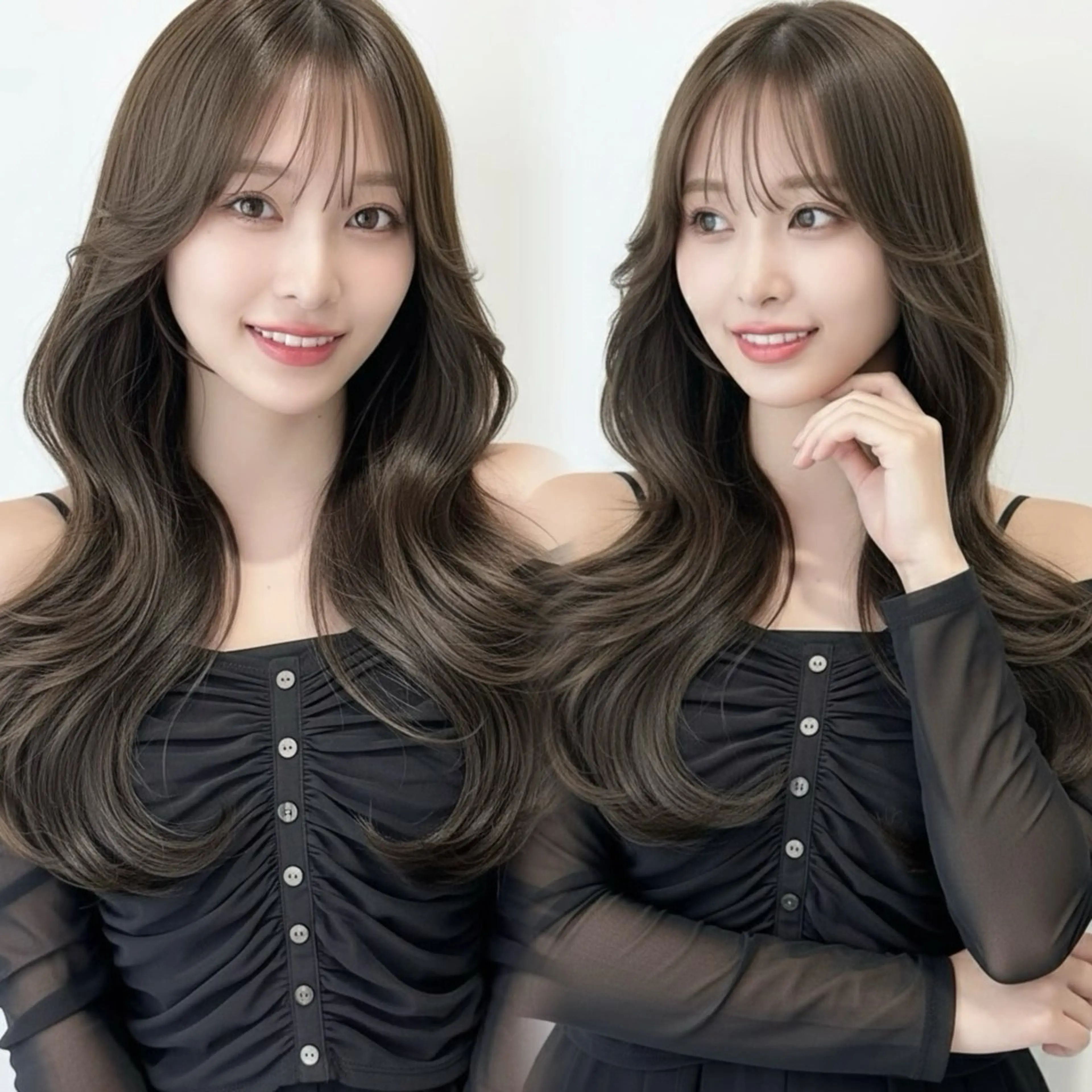 ロング カラー 透明感カラー 赤み消し韓国ヘア レイヤー縮毛🤍渡邉のヘアスタイル