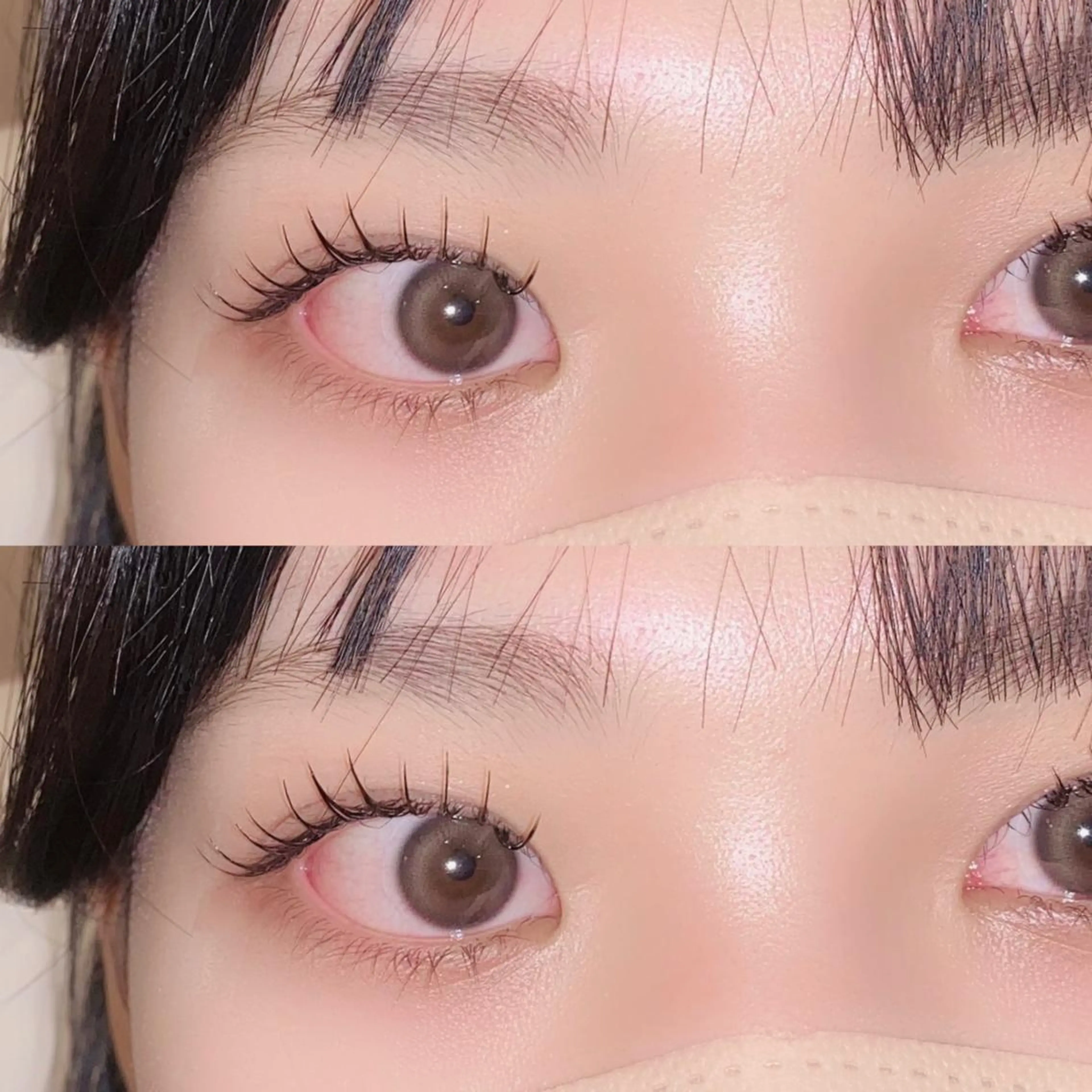 マツエク・マツパ 束感まつ毛 フラットラッシュ 韓国風マツエク パリジェンヌラッシュリフト ボリュームラッシュ 肌に馴染むハイトーン /ミルクティーカラーのヘアスタイル