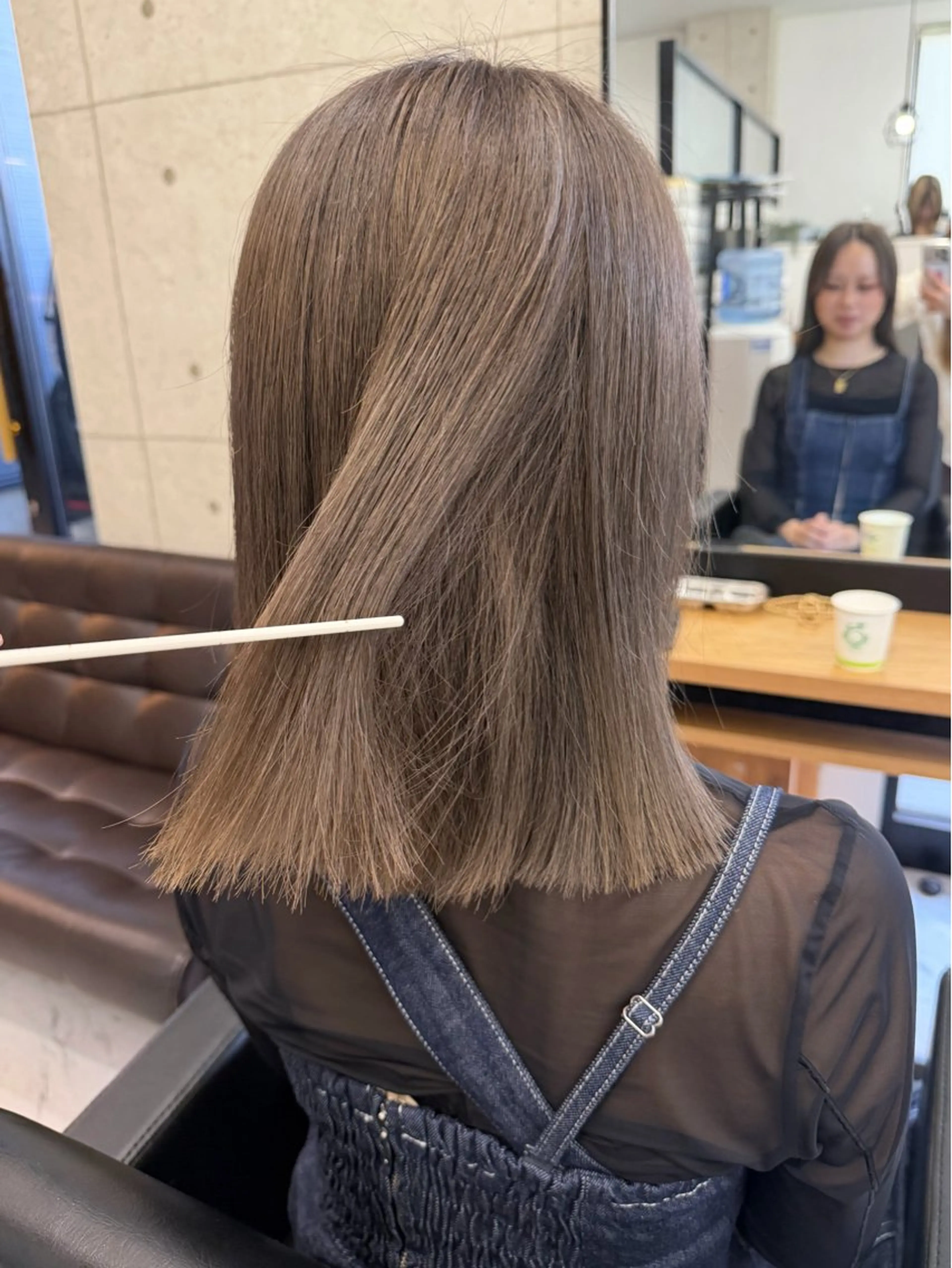 ミディアム カラー ブリーチ グレージュ ブリーチなしカラー ヘアカラー トリートメント GiseL博多 HiROEのヘアスタイル