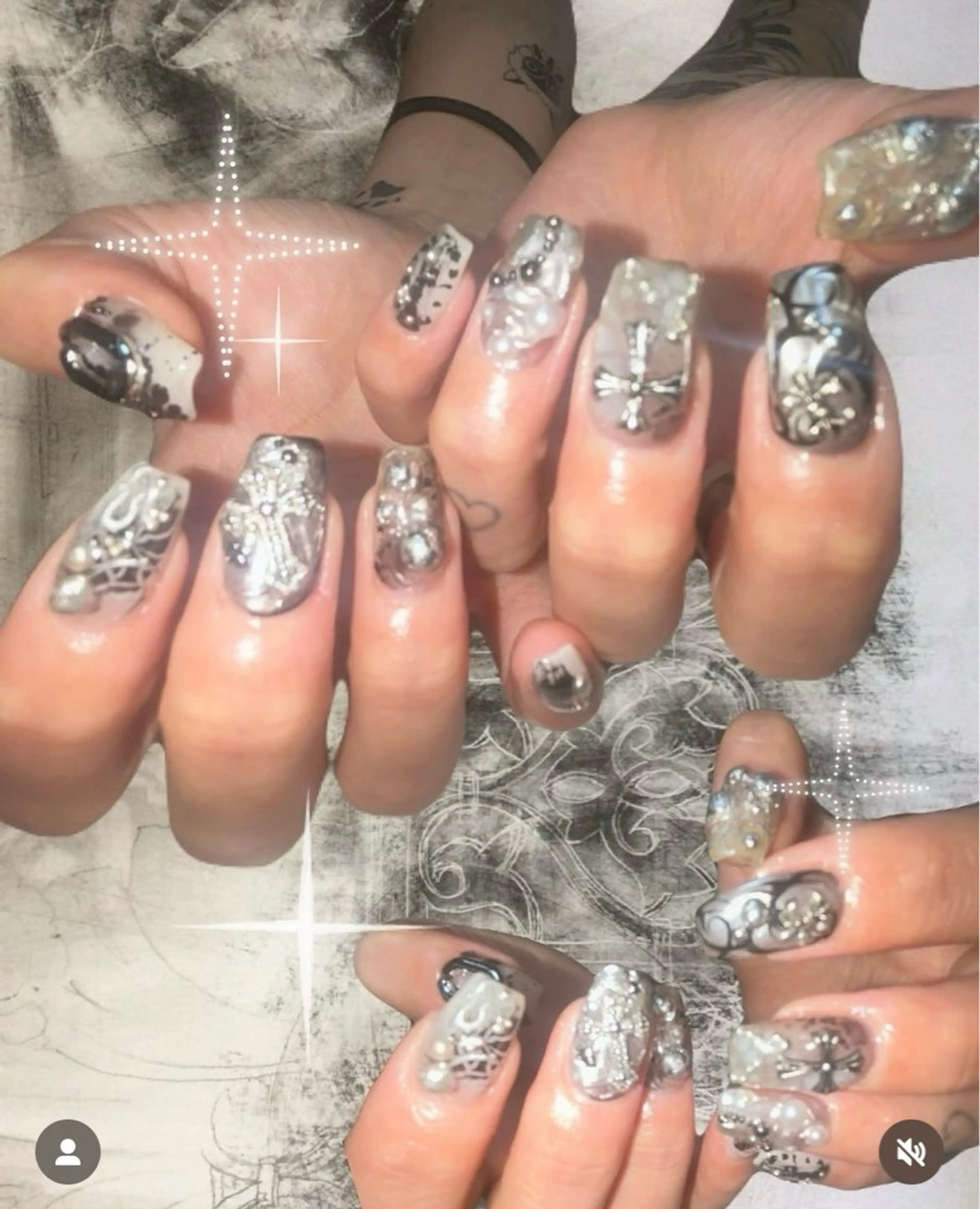 ネイル ハンドネイル フットネイル kana/モード ・グランジ໒꒱のネイルデザイン