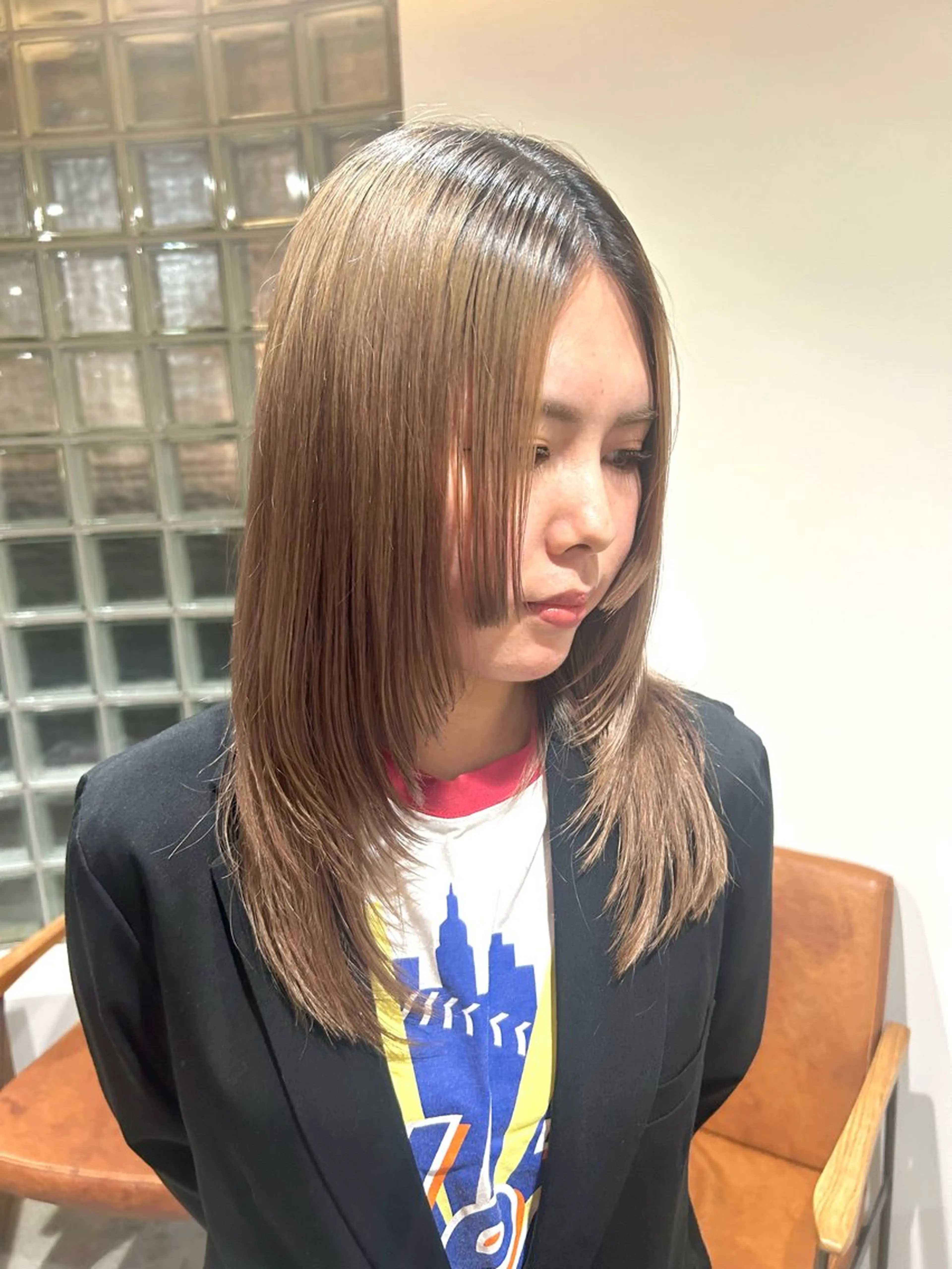 セミロング 韓国風ヘア レイヤーカット カット ボブレイヤー/ ブリーチ/miyuuのヘアスタイル