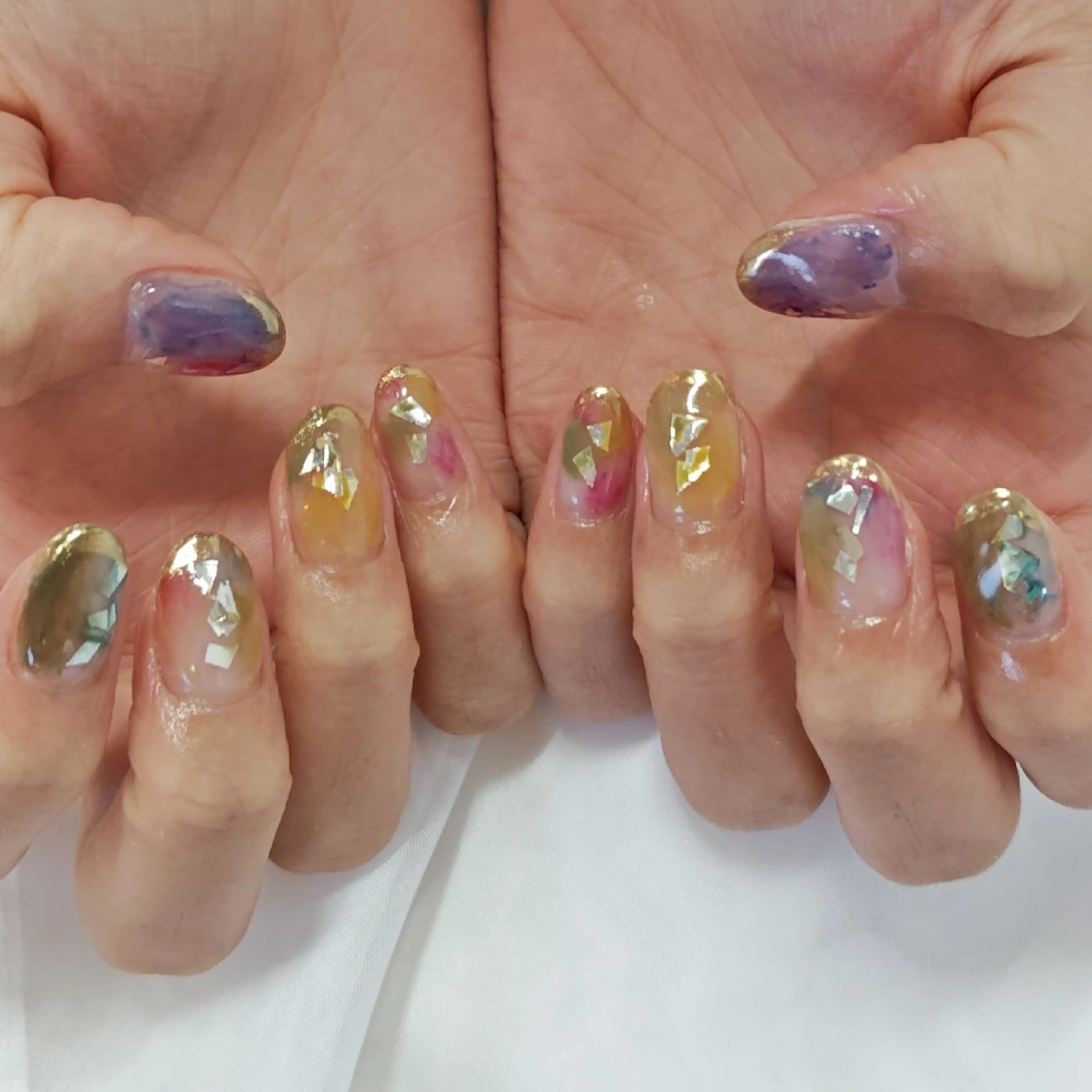 ネイル フレンチネイル ミラーネイル ニュアンスネイル 夏ネイル ハンドネイル felicita服部店所属・felicita fumi♡のネイルデザイン