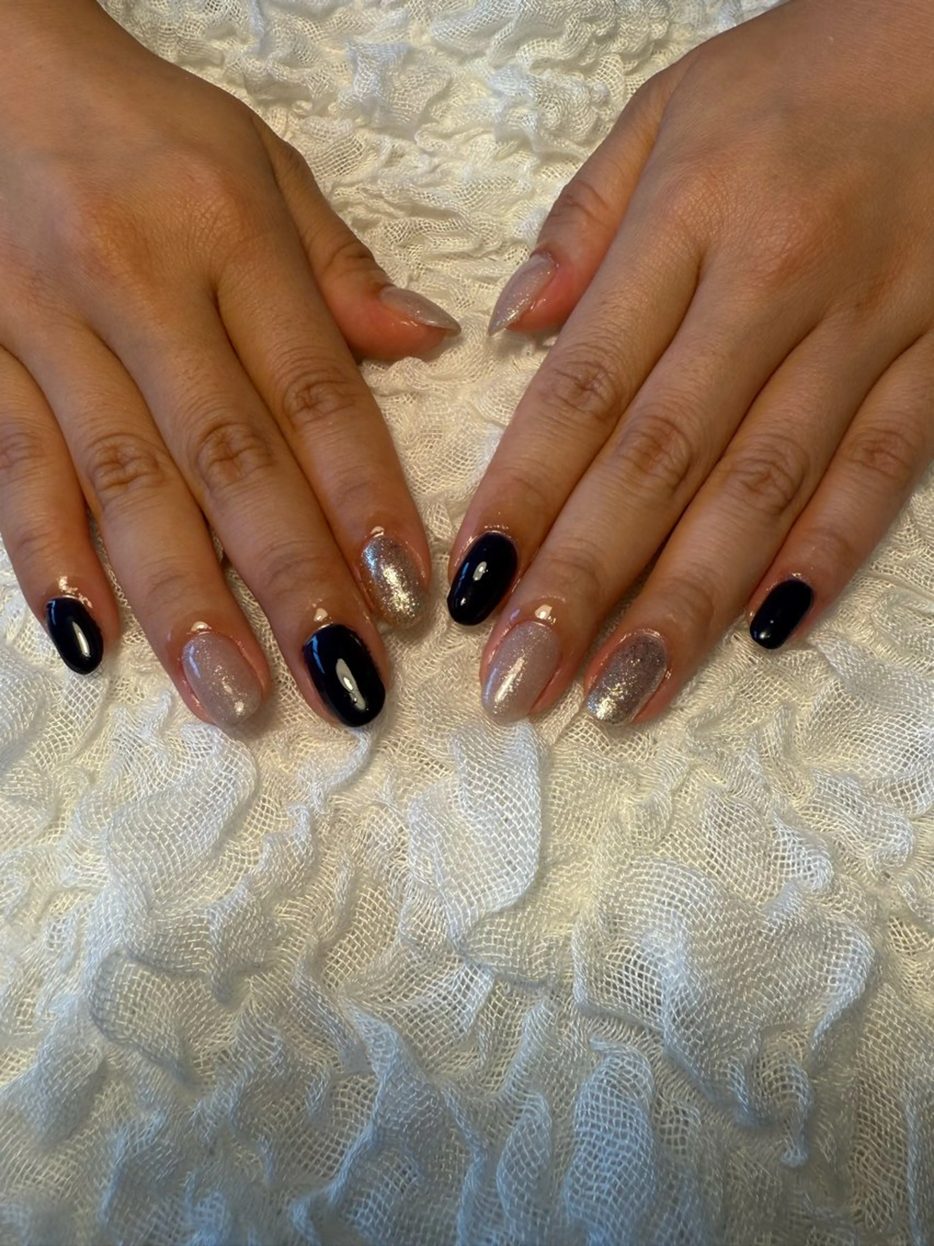 ネイル ラメ(グリッター) ネイビー ワンカラーネイル シンプルネイル ハンドネイル nail salon Estelleのネイルデザイン