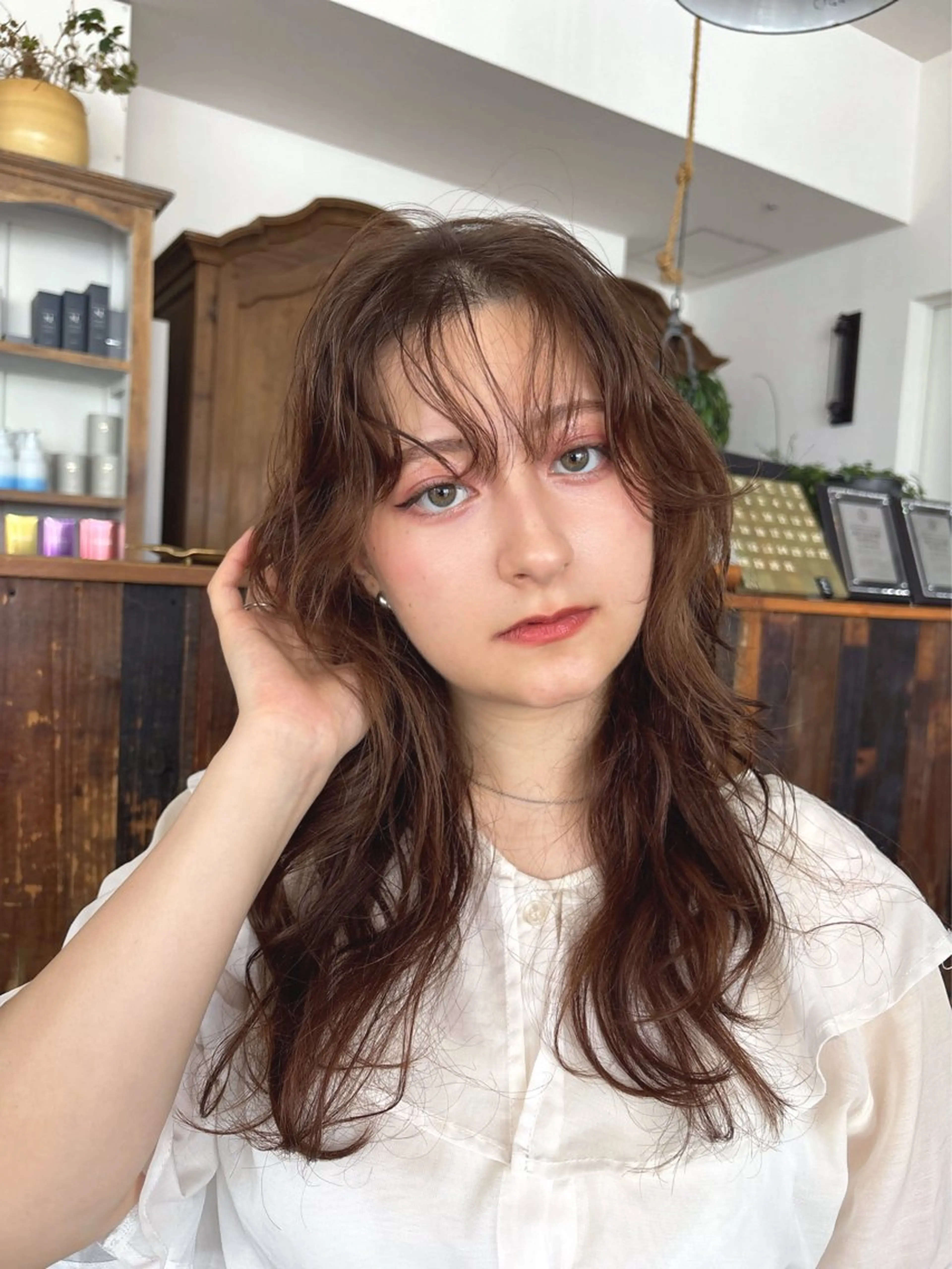 ロング パーマ くせ毛 似合わせカット‪// 鶴我万唯華のヘアスタイル