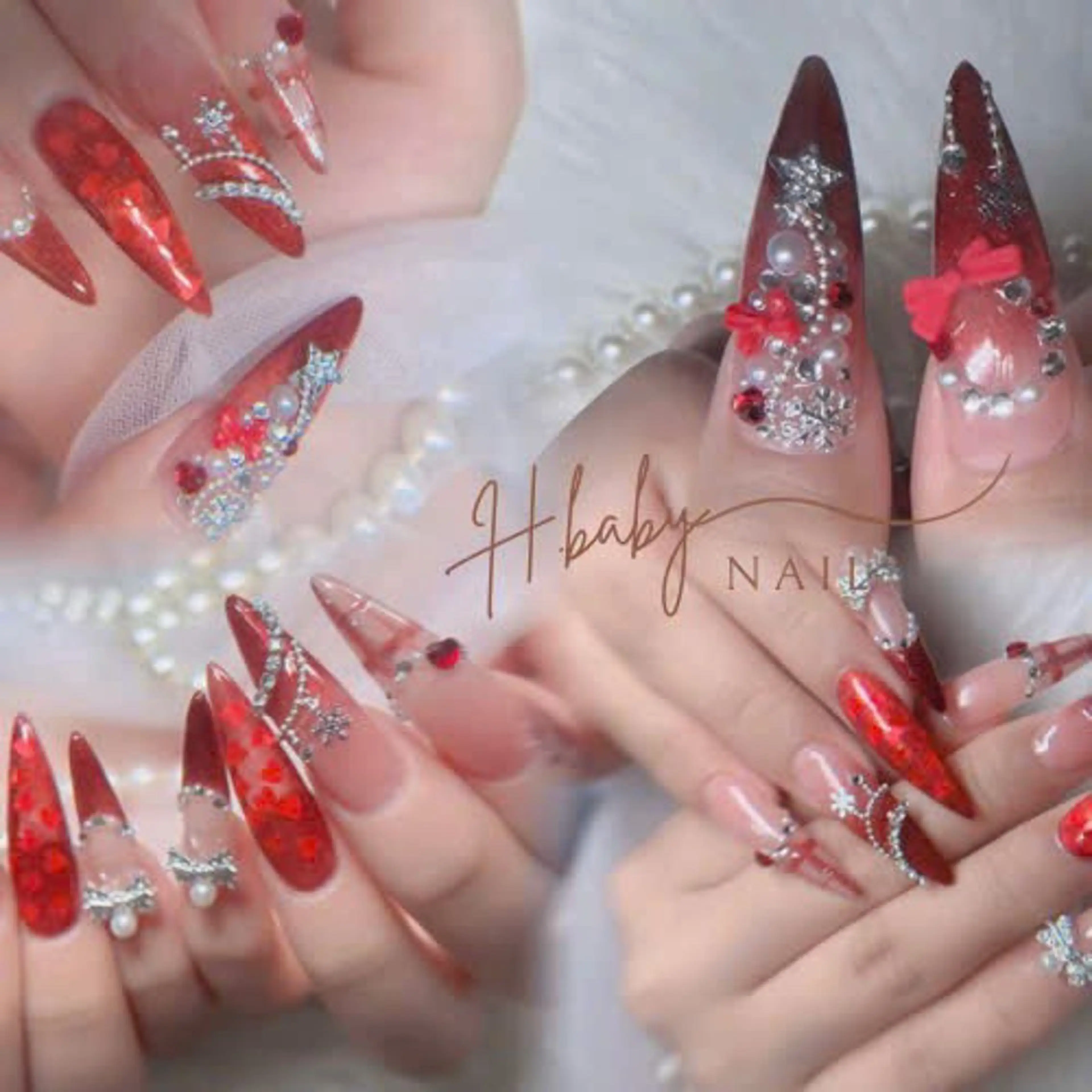 ネイル オーロラネイル フレンチネイル ジェルネイル ハロウィン キラキラネイル ハンドネイル H.baby Nail Salonのネイルデザイン