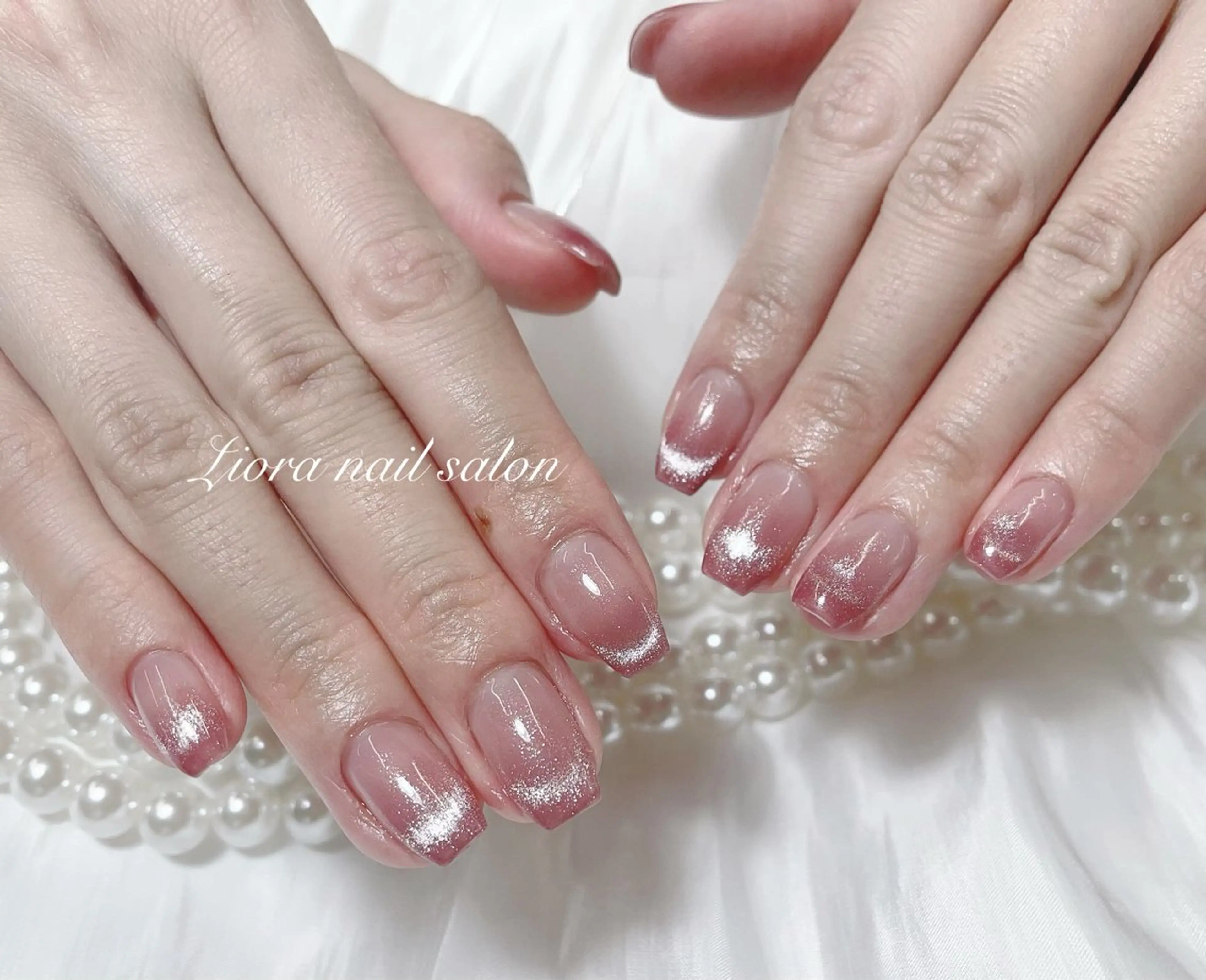 ネイル フレンチネイル ジェルネイル ガーリー グラデーション キラキラネイル ハンドネイル Liora nail スカルプ専門店のネイルデザイン