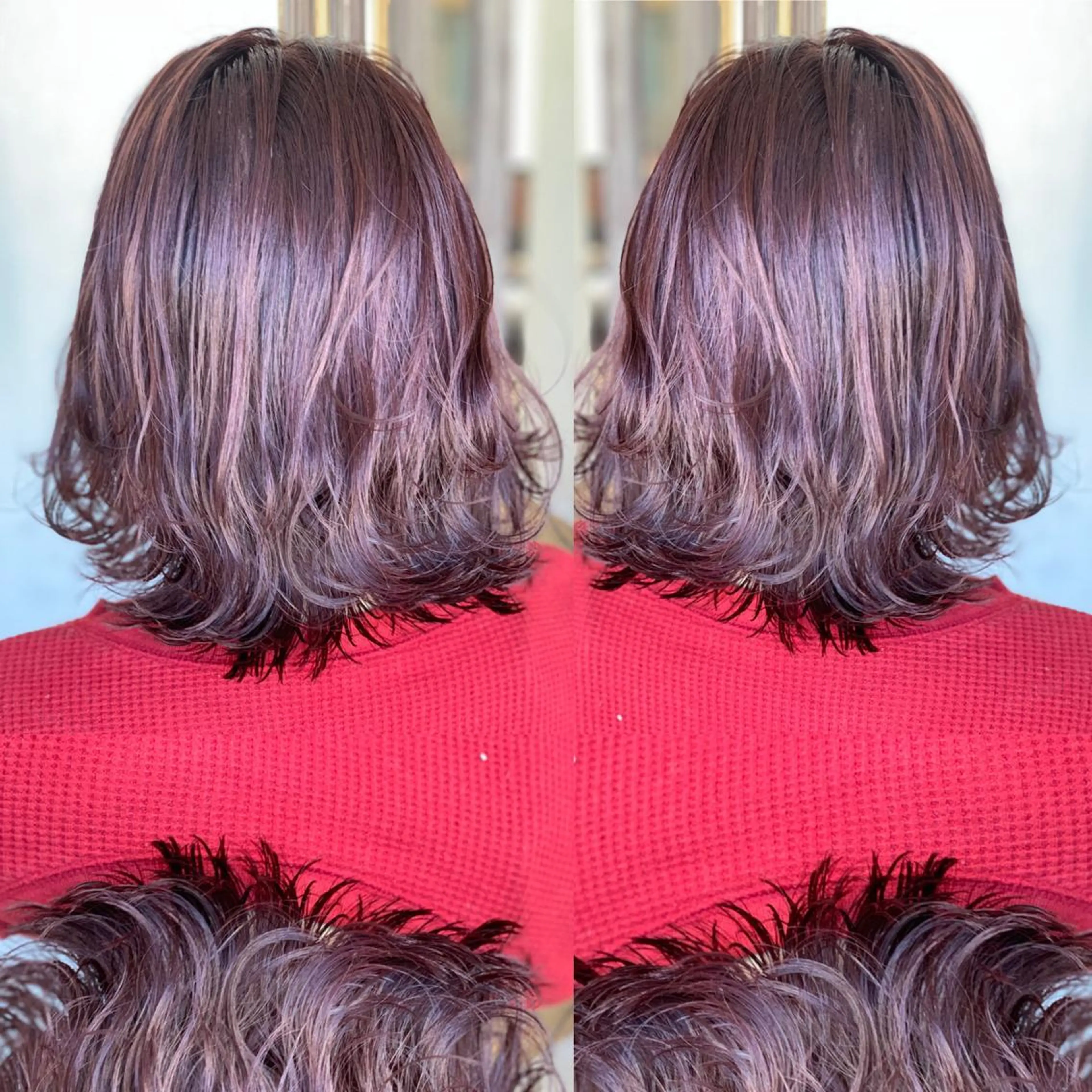 ミディアム カラー アッシュ ピンクカラー ピンクアッシュ ヘアカラー トリートメント LUXBE LUCEのヘアスタイル