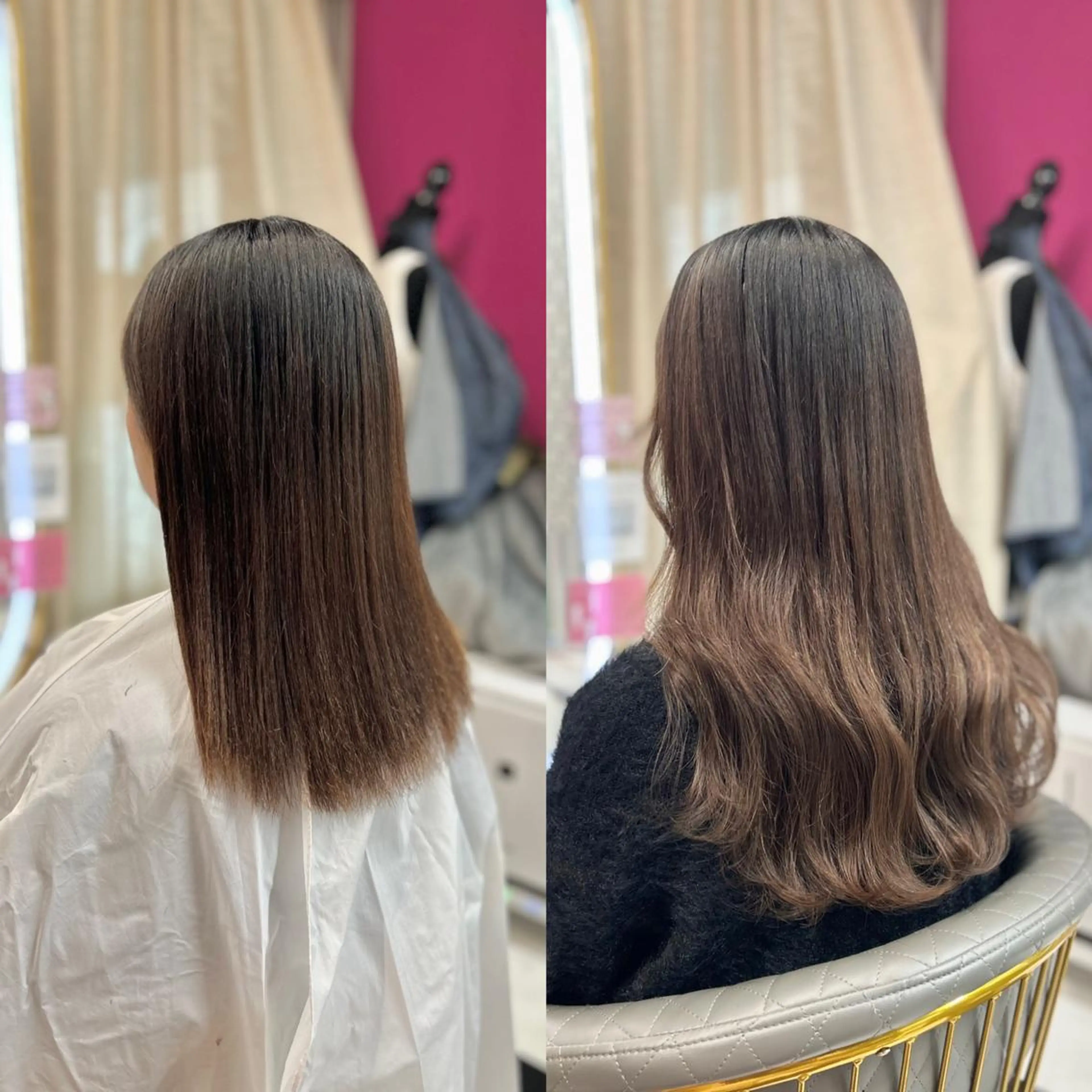 セミロング プルエクステ シールエクステ エクステ 外国人風カラー ハイライト ヘアカラー エクステ Reflet 新宿/プルエクステのヘアスタイル