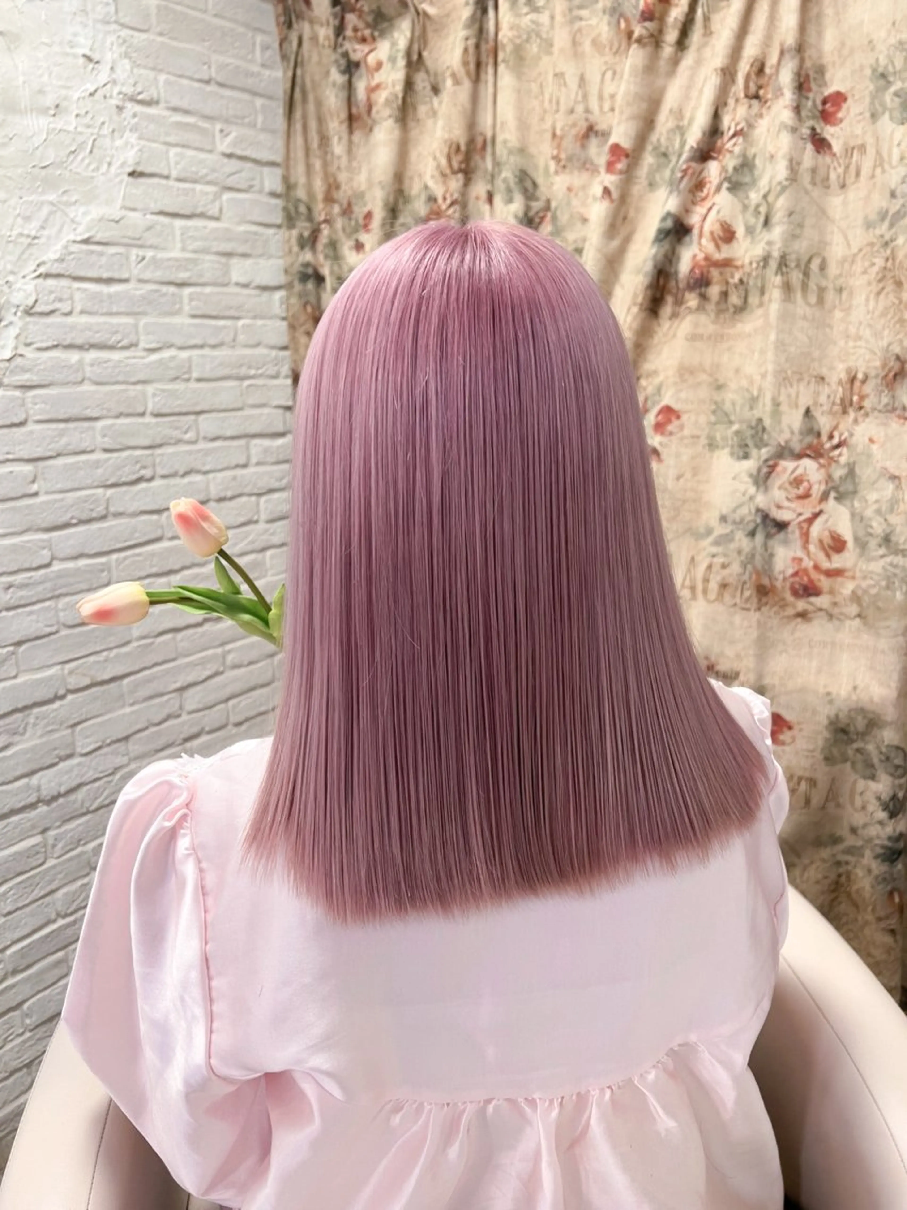 セミロング カラー ヘアカラー トリートメント SHIN/レイヤー カット×クロスパーマのヘアスタイル