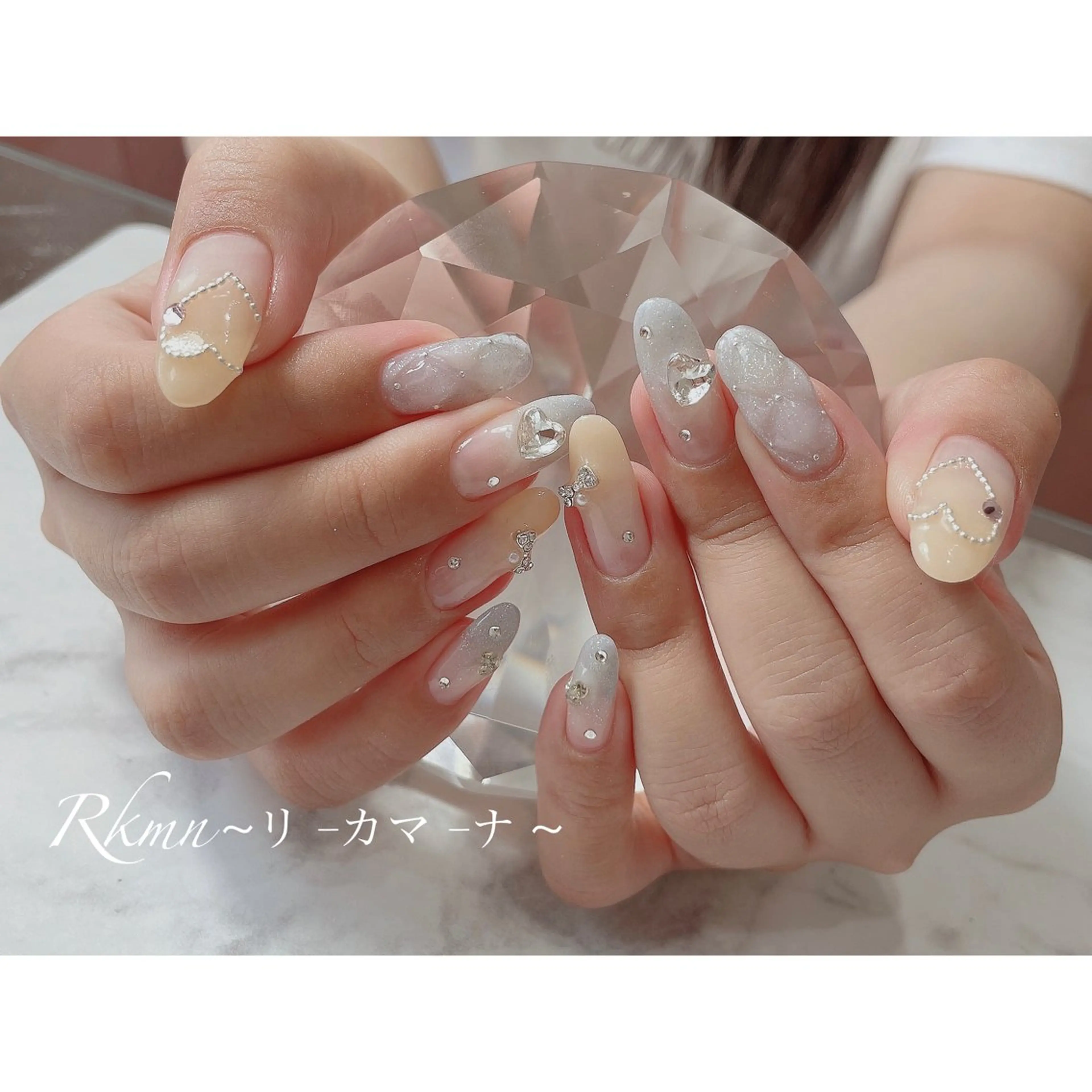 ネイル アートネイル グラデーション ハート 春ネイル ハンドネイル フットネイル ハンドケア Rkmn ~リ-カマ-ナ~のネイルデザイン