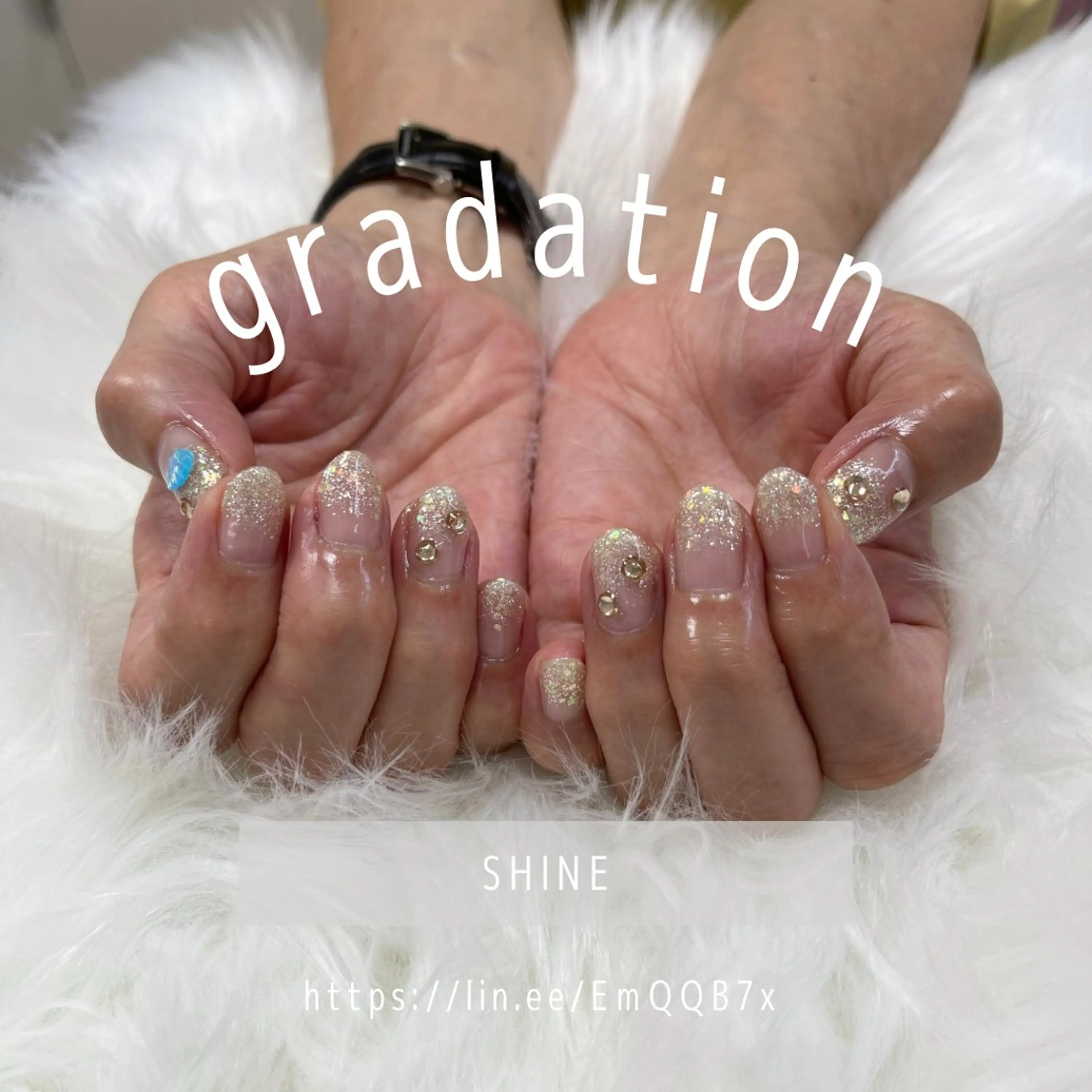 ネイル グラデーション ラメ(グリッター) ラメグラデーション ストーンネイル SHINE nail salonのネイルデザイン