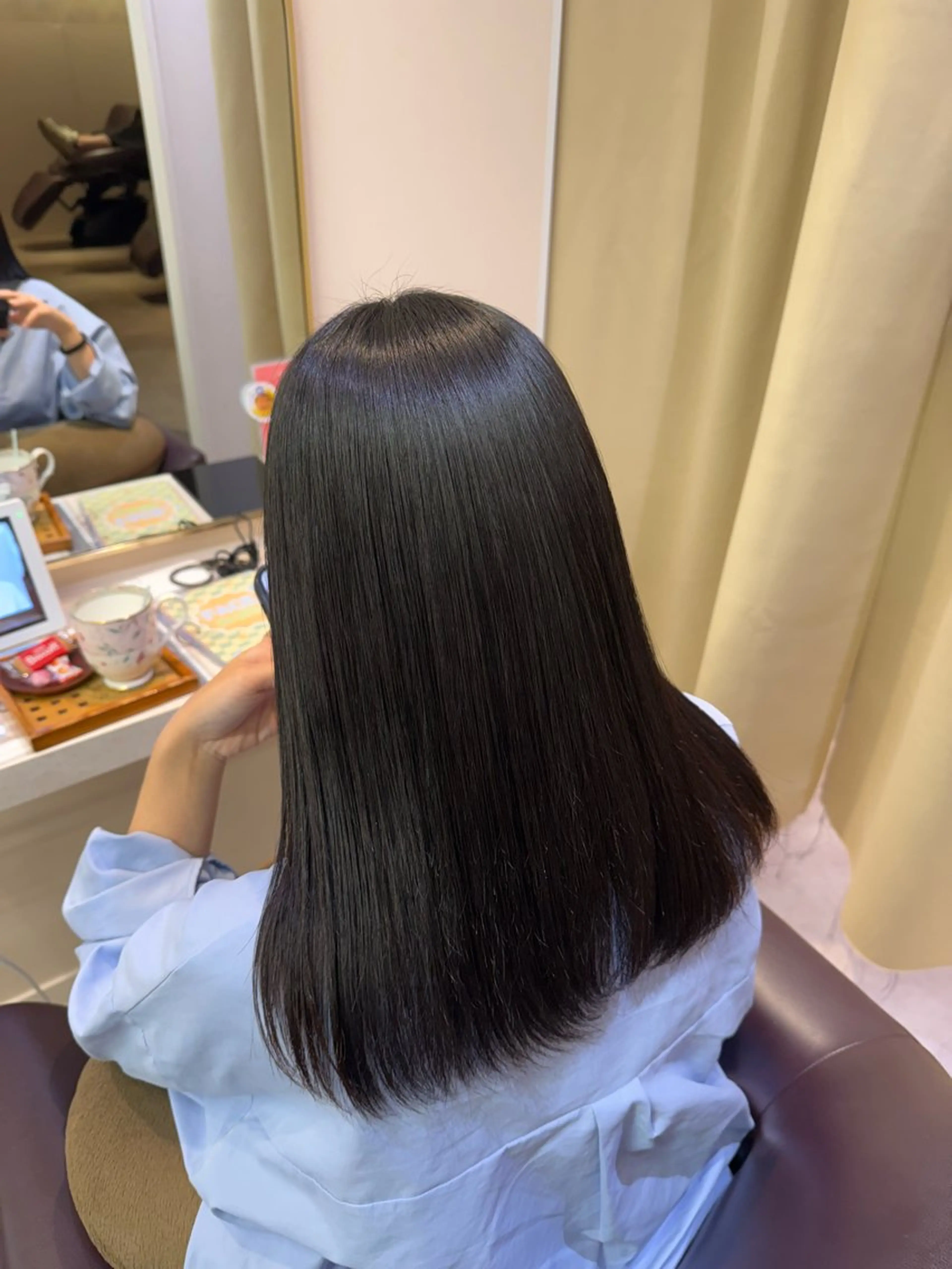 ロング 縮毛矯正 ハッシュカット🎀 レイヤーダブルカラーのヘアスタイル