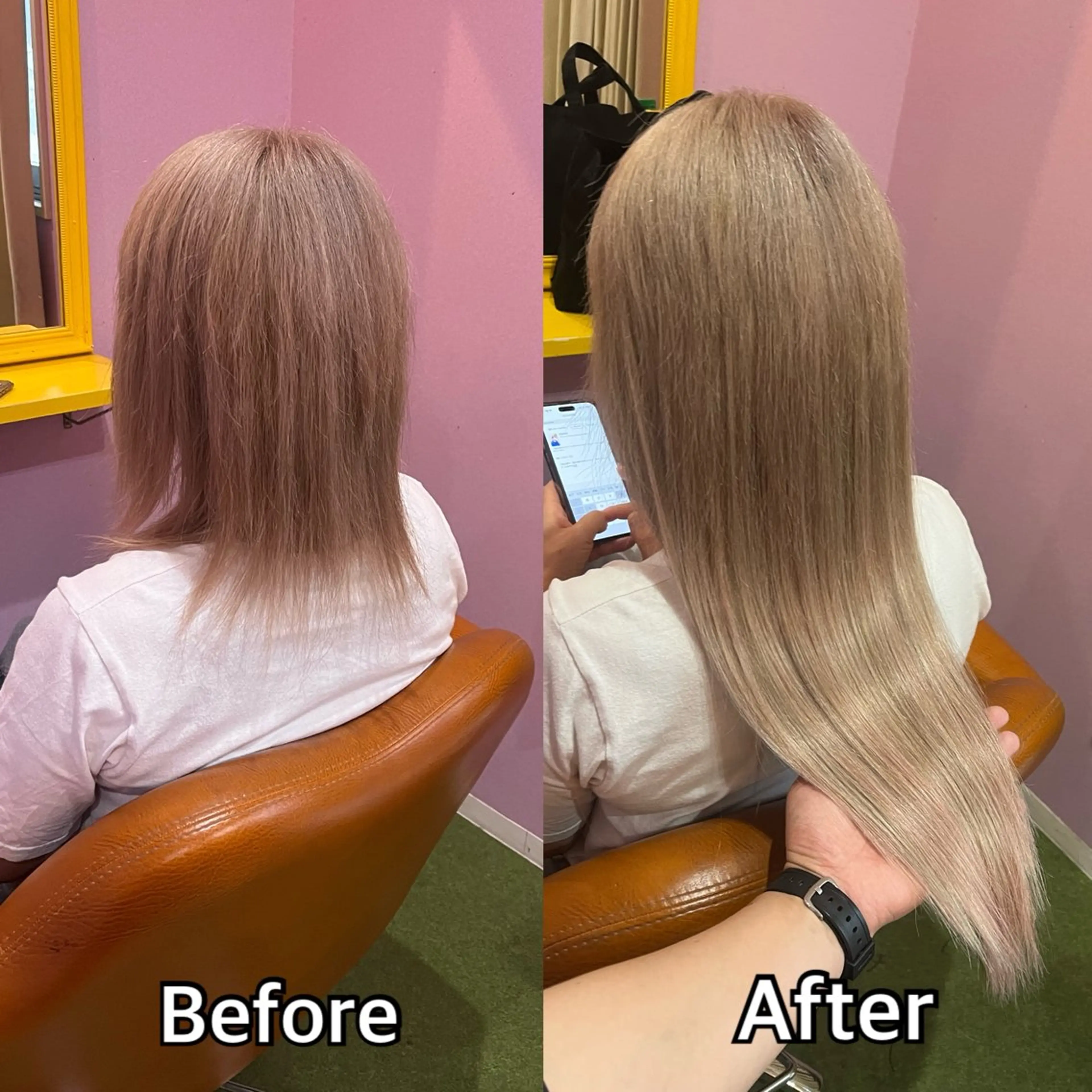 ロング シール＋ちび編み込み エクステ梅田🐨のヘアスタイル